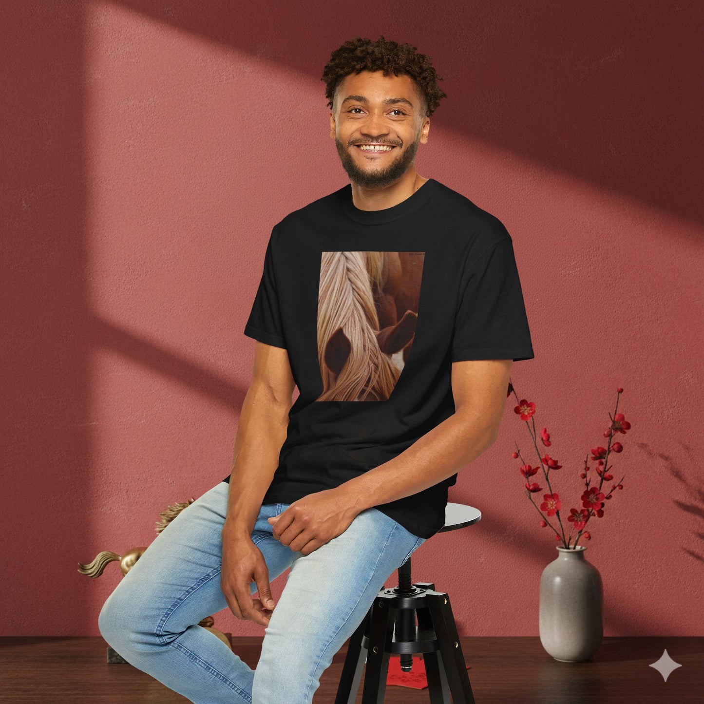 Horse Mane Photo T‑Shirt — Close‑Up Equine Portrait T-Shirt