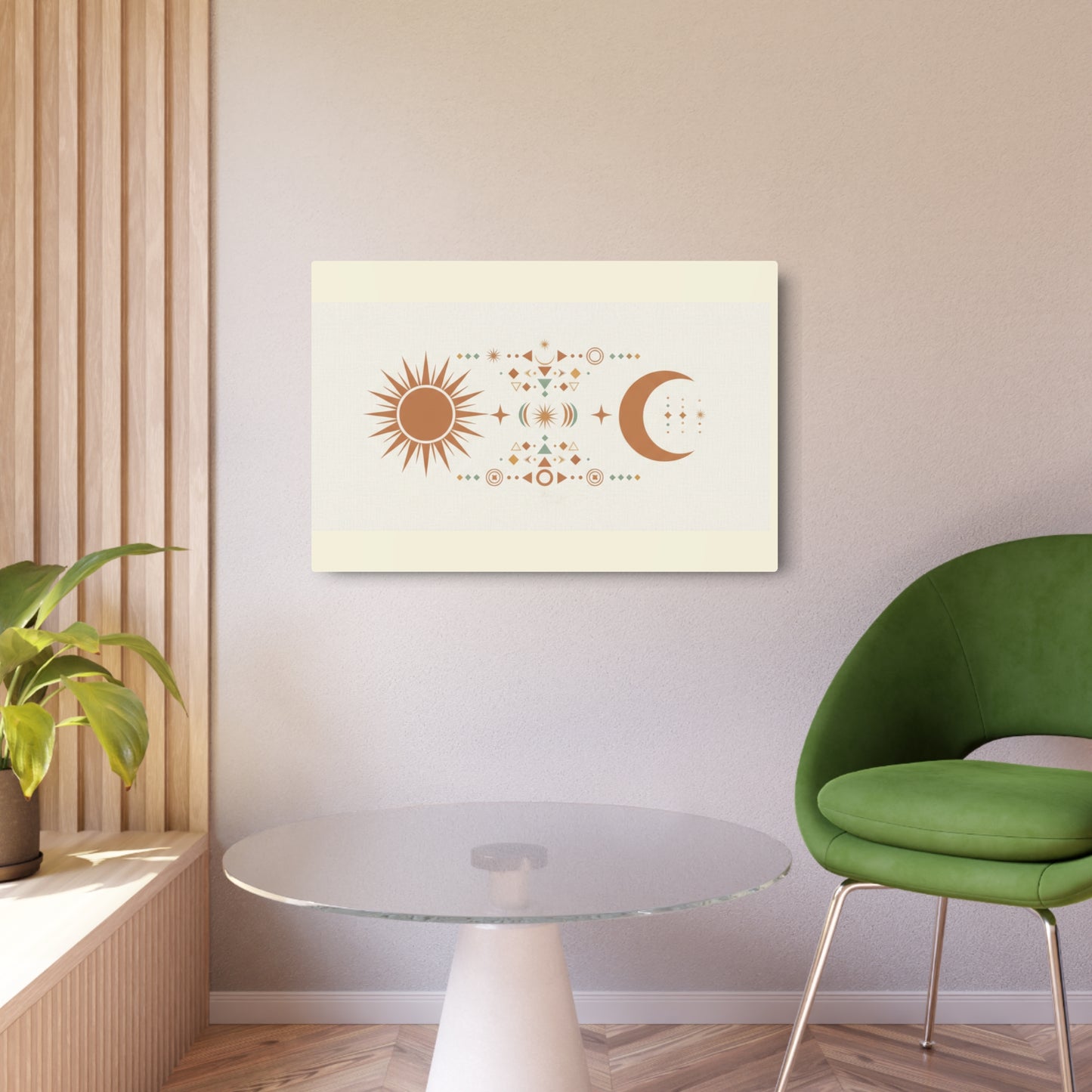 Boho Sun & Moon Metal Sign — Celestial Wall Art for Living Room, Bedroom, or Meditation Space