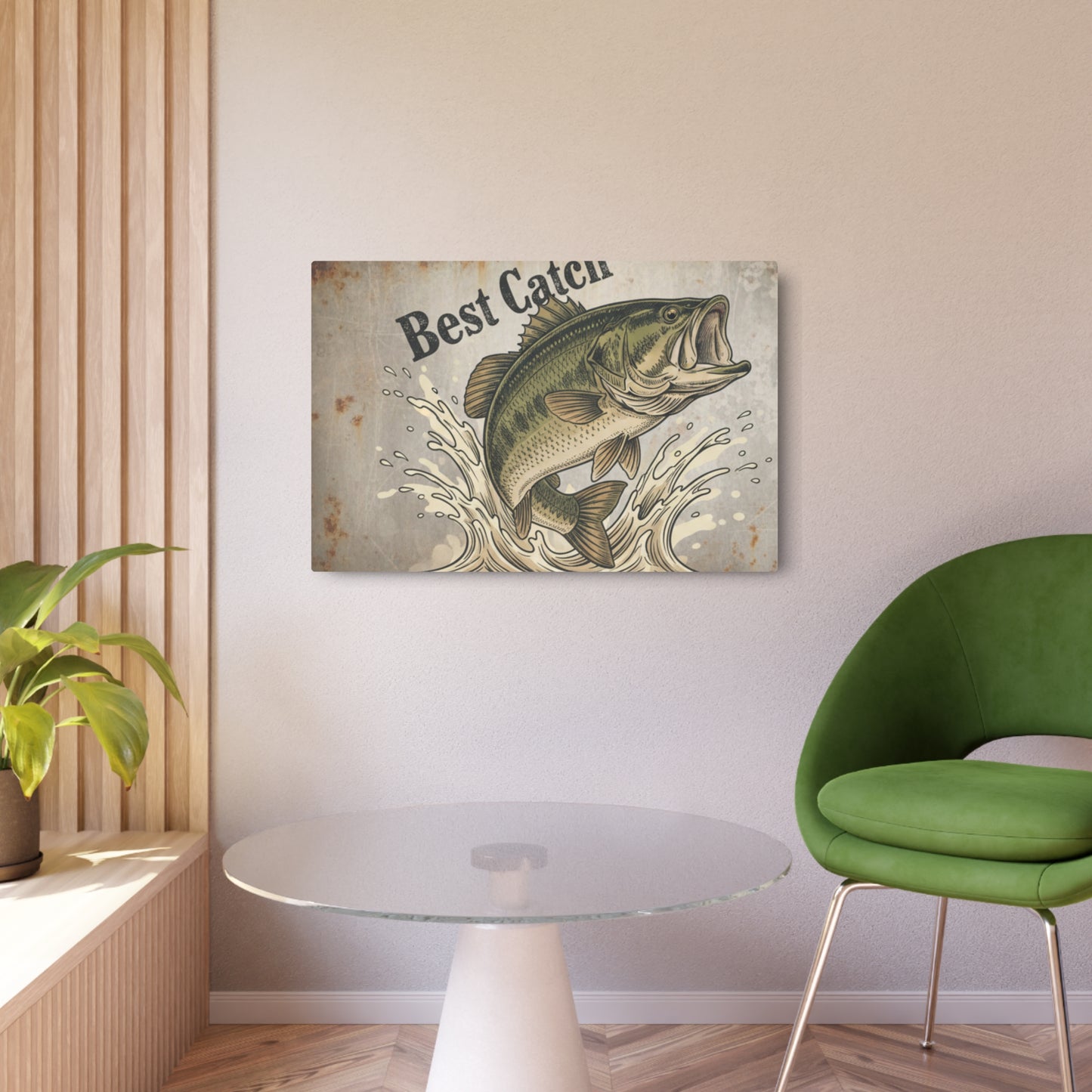 Metal Sign - "Best Catch" Bass Wall Art (Fishing Decor)