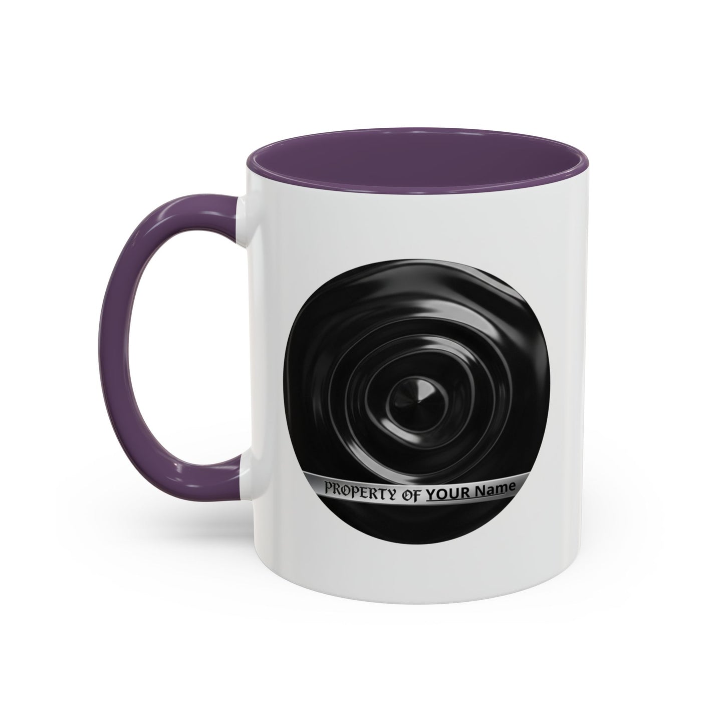 Custom Property Lens Coffee Mug — 'Property of Your Name' Accent Mug