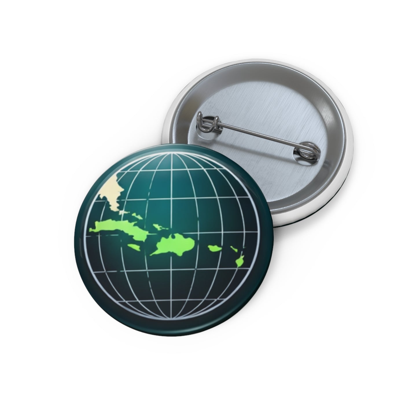 Caribbean Globe Pin Button — Map Lapel Badge
