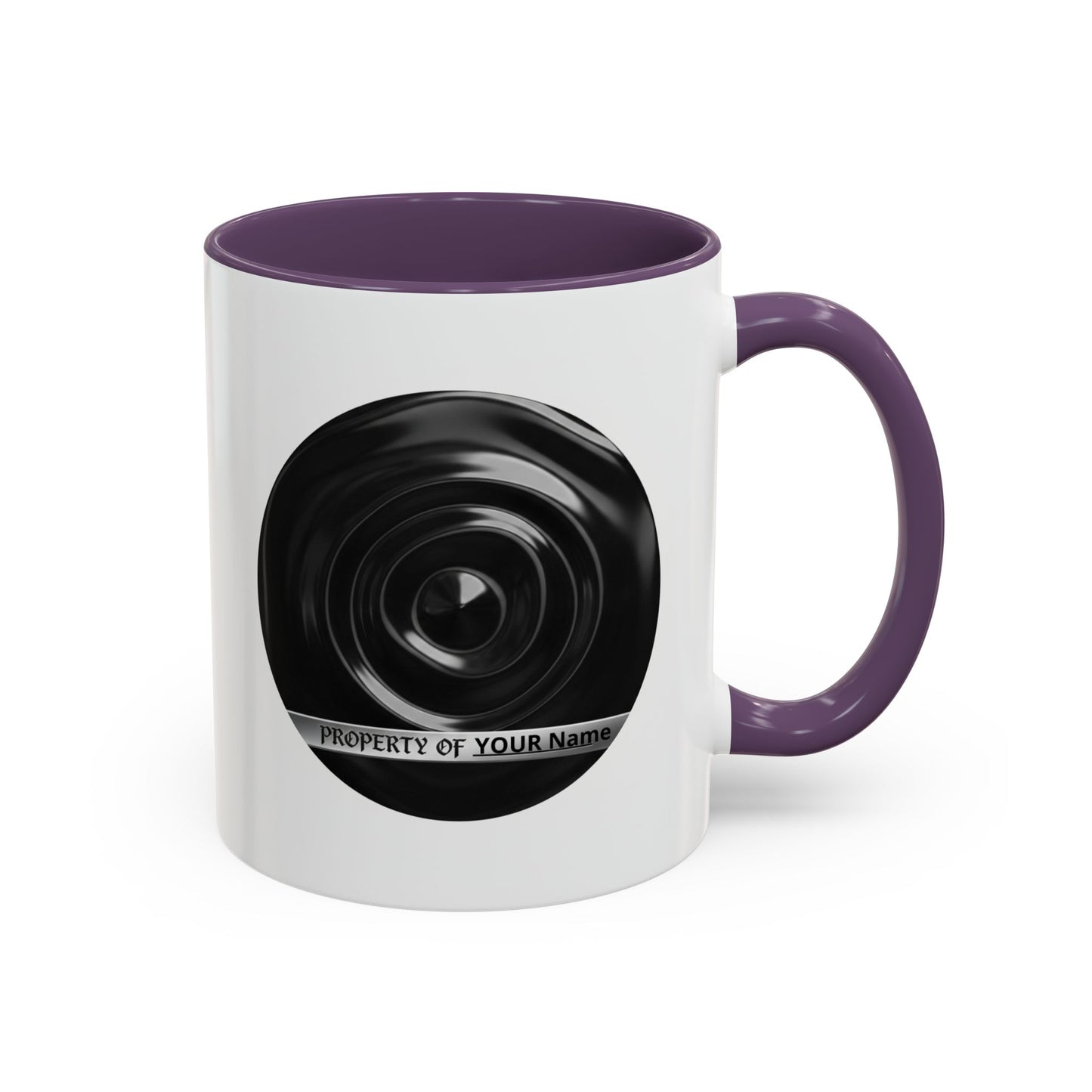 Custom Property Lens Coffee Mug — 'Property of Your Name' Accent Mug
