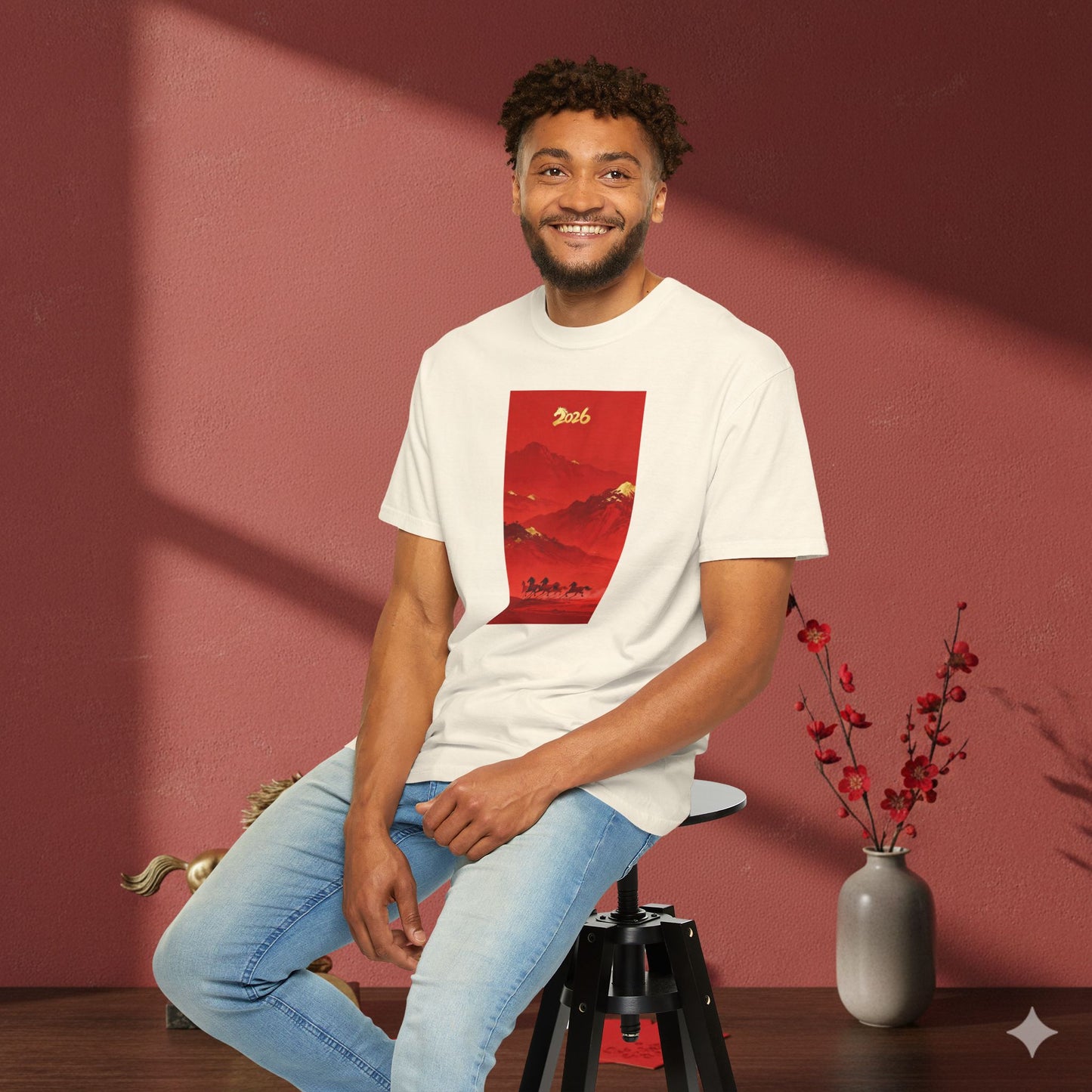 Lunar New Year 2026 Red Mountain Horses T-Shirt