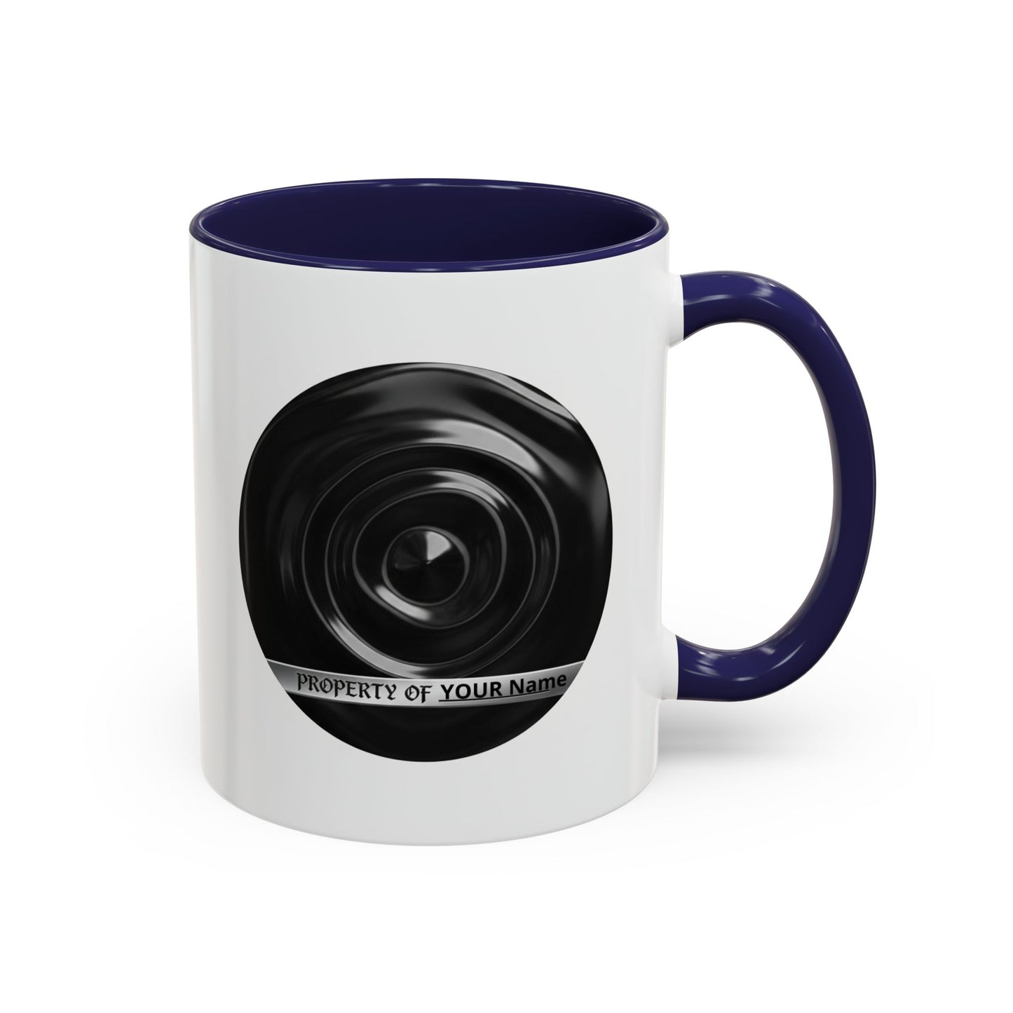 Custom Property Lens Coffee Mug — 'Property of Your Name' Accent Mug