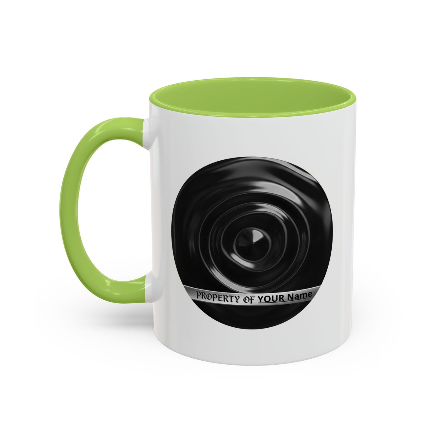 Custom Property Lens Coffee Mug — 'Property of Your Name' Accent Mug