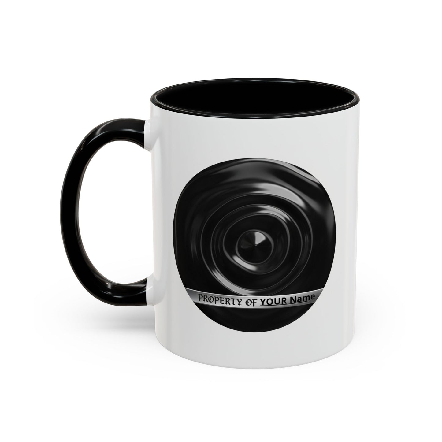 Custom Property Lens Coffee Mug — 'Property of Your Name' Accent Mug