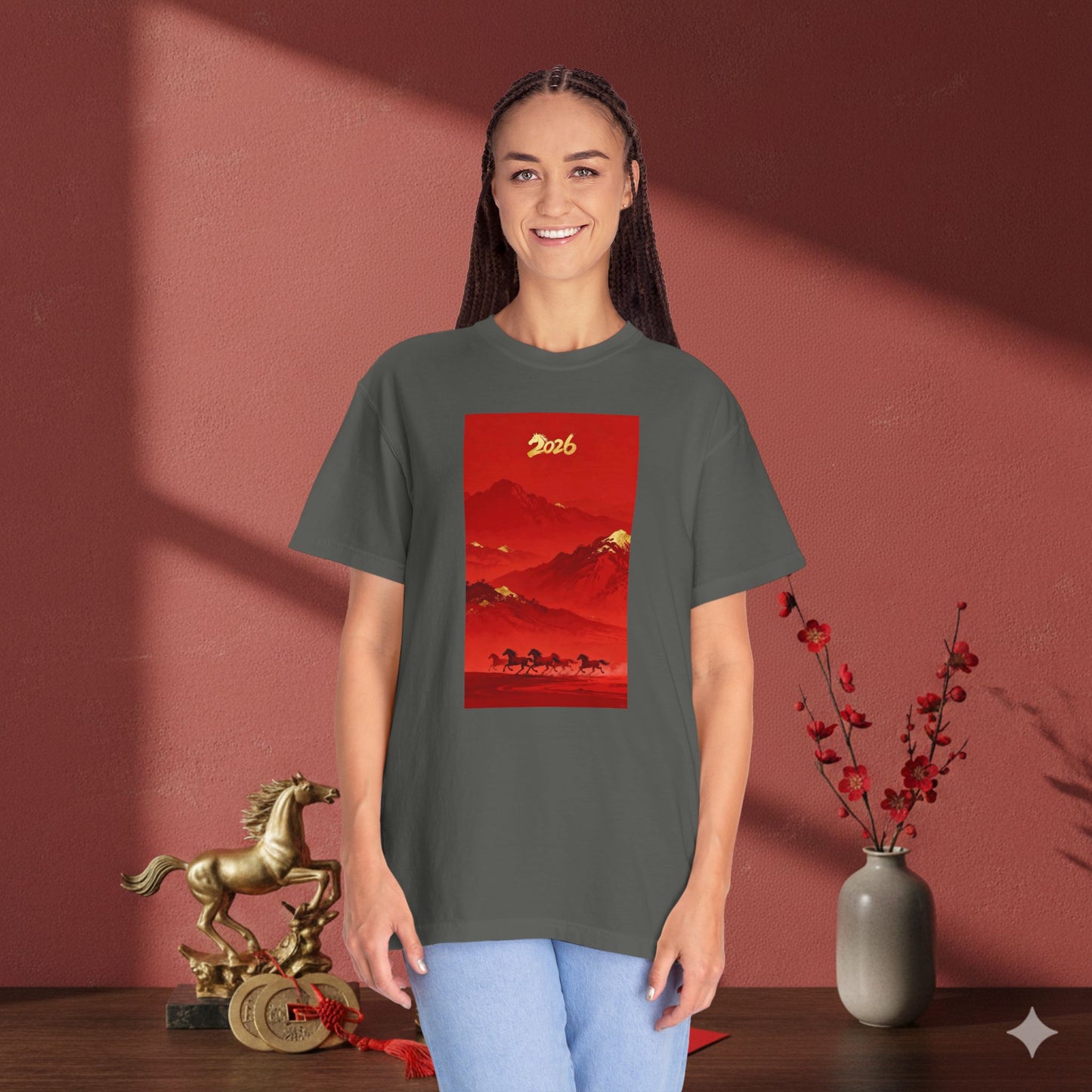 Lunar New Year 2026 Red Mountain Horses T-Shirt