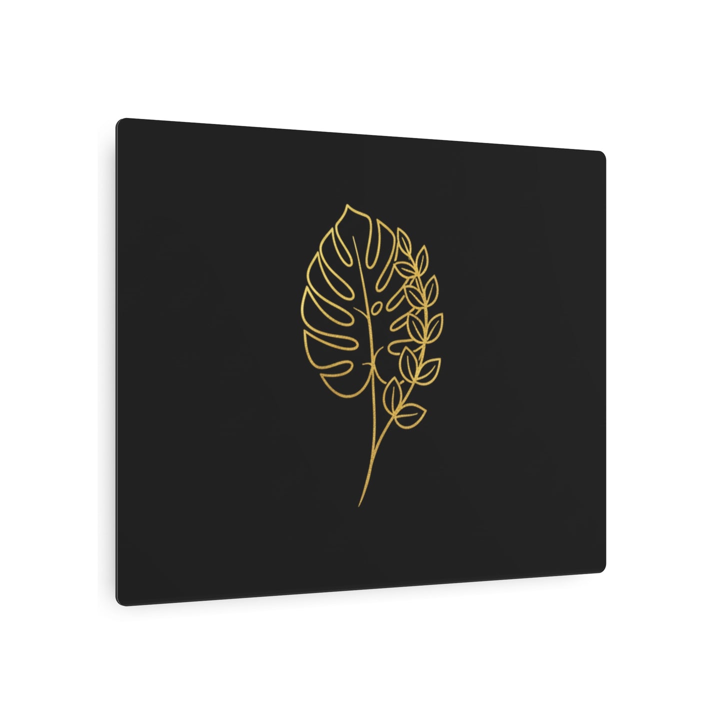 Metal Art Sign – Minimalist Gold Monstera Leaf Wall Plaque