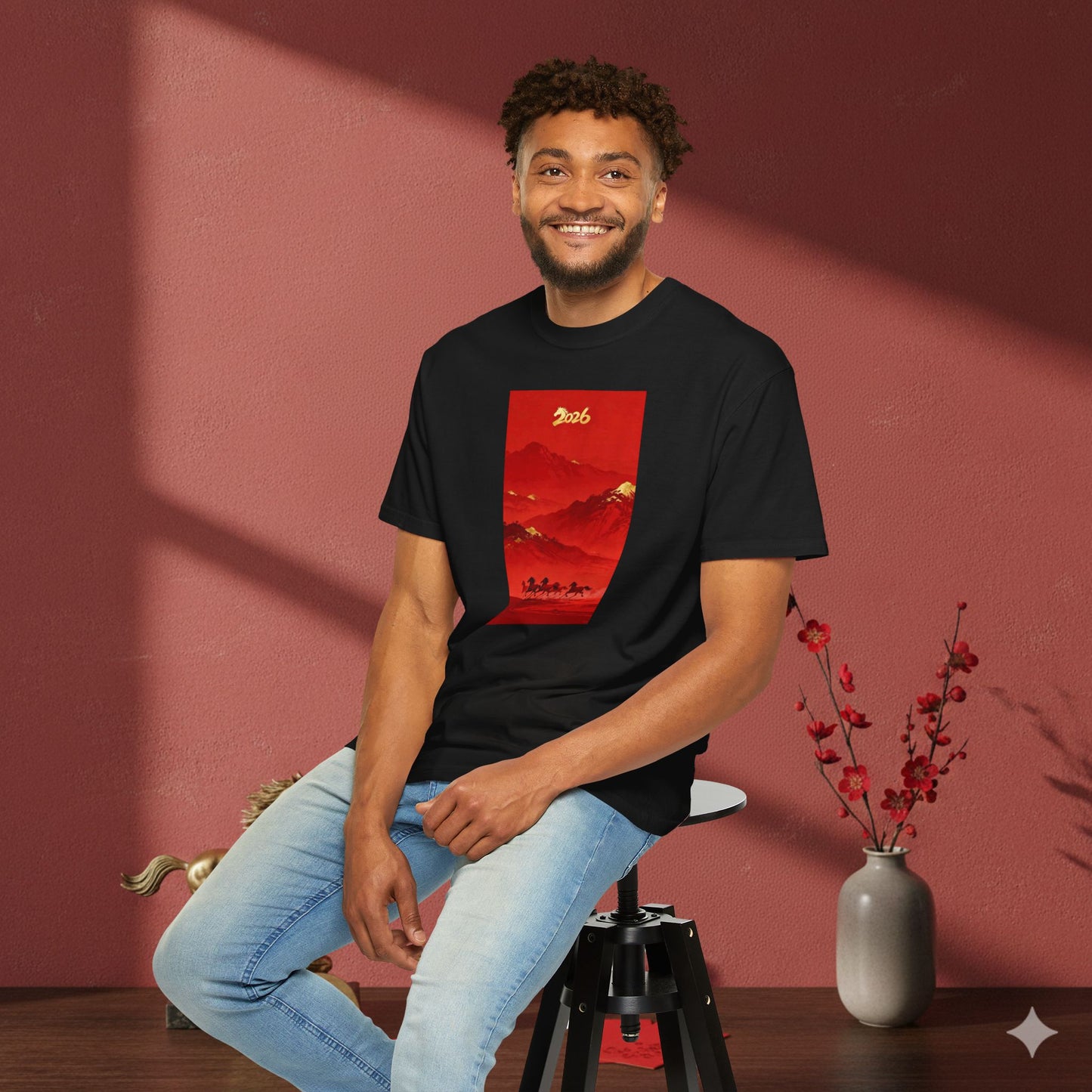 Lunar New Year 2026 Red Mountain Horses T-Shirt