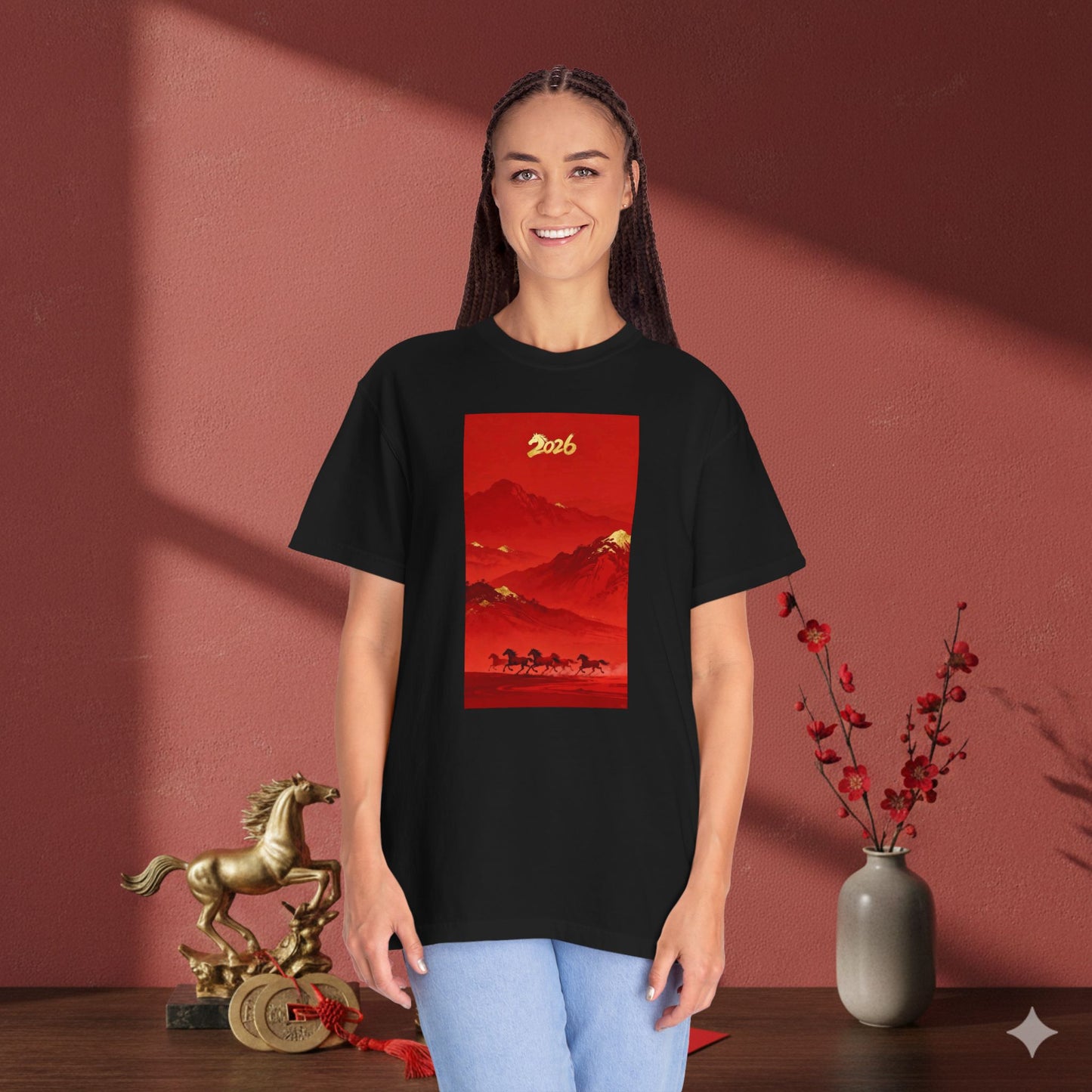 Lunar New Year 2026 Red Mountain Horses T-Shirt
