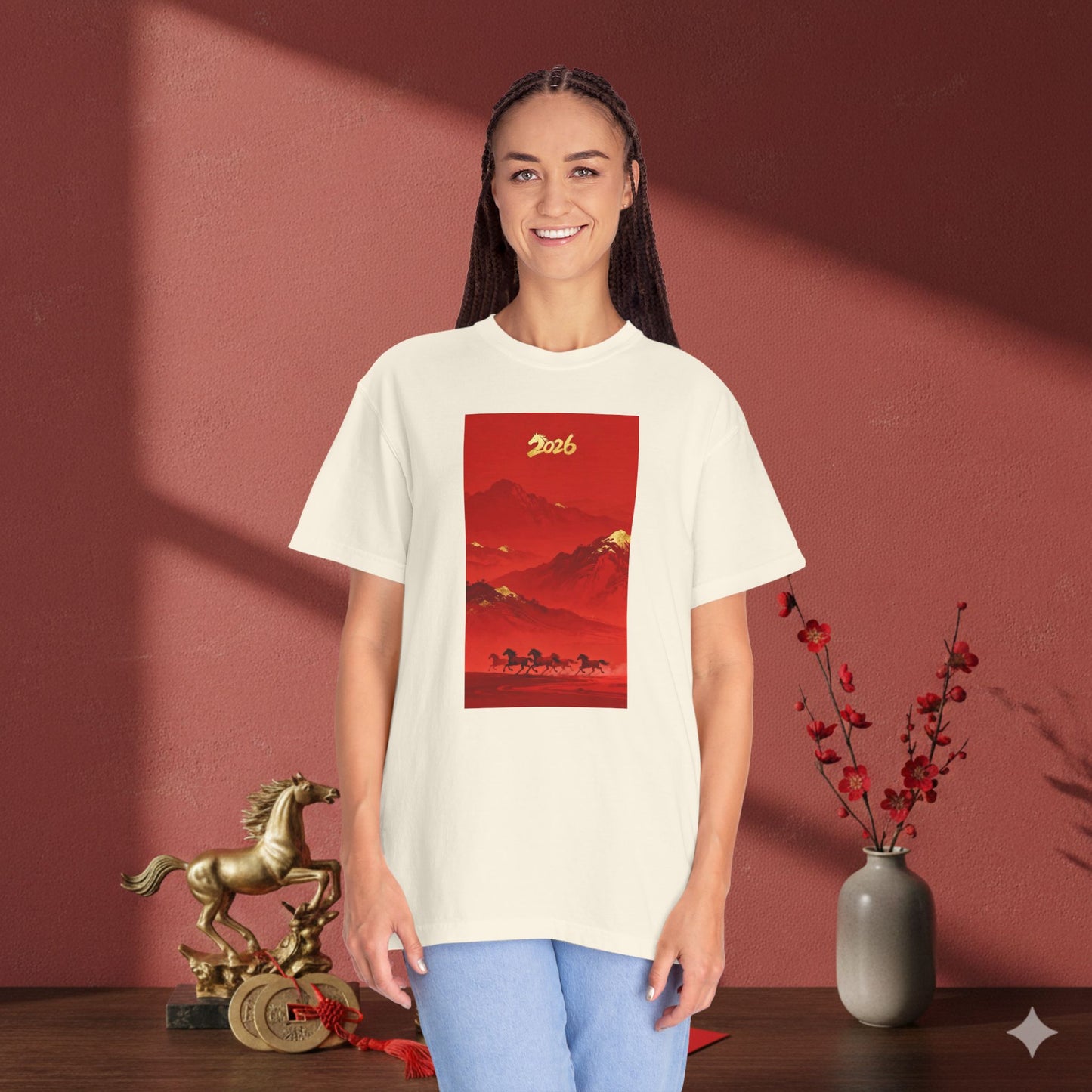 Lunar New Year 2026 Red Mountain Horses T-Shirt