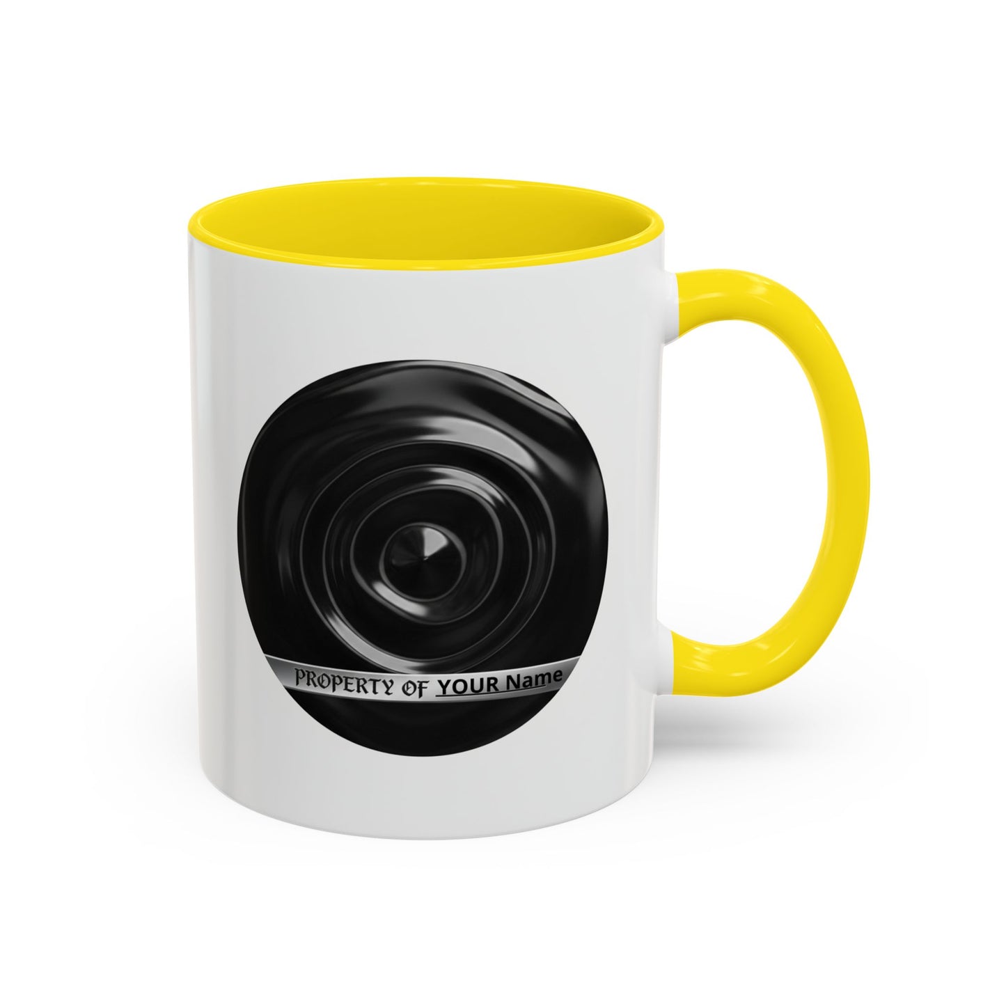 Custom Property Lens Coffee Mug — 'Property of Your Name' Accent Mug