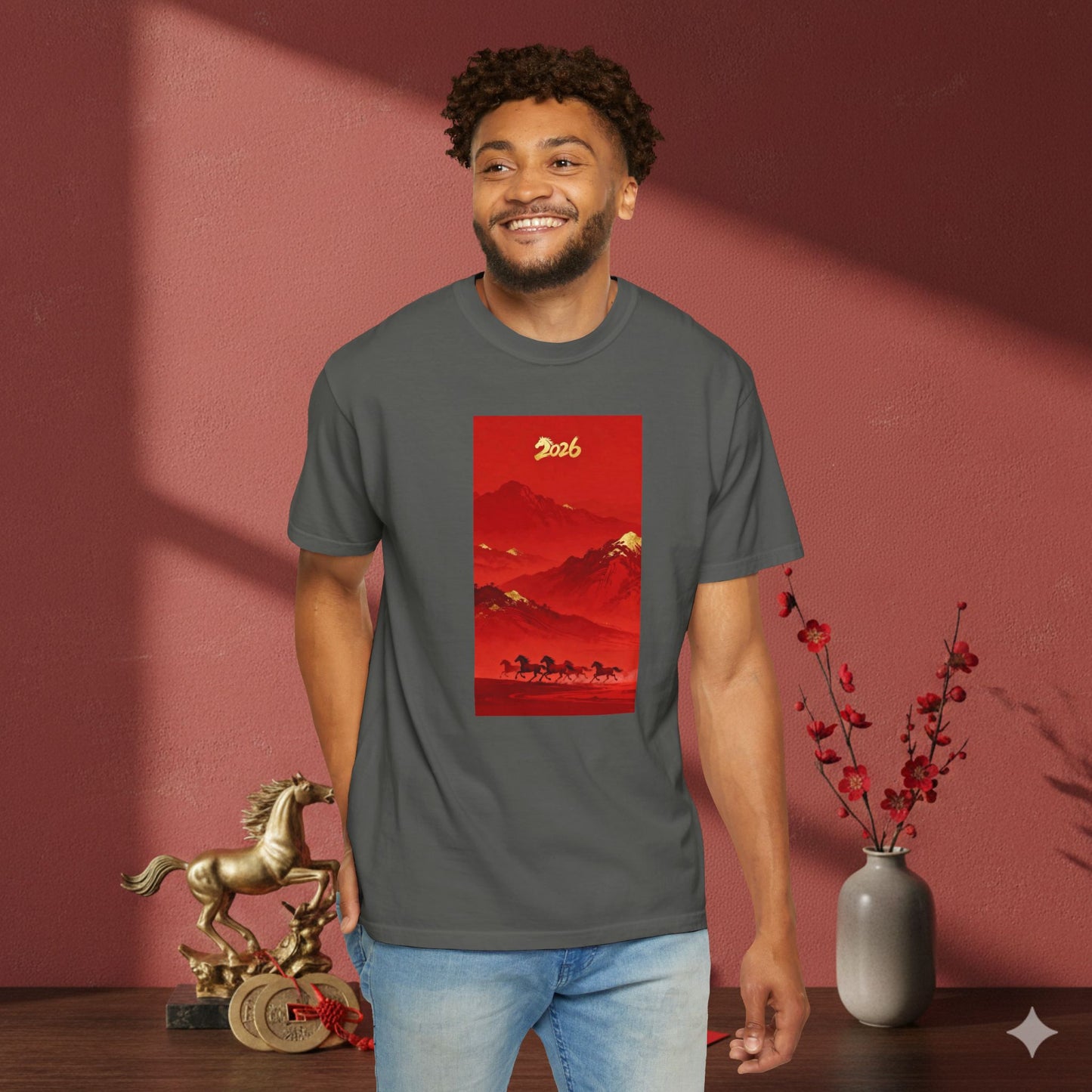 Lunar New Year 2026 Red Mountain Horses T-Shirt