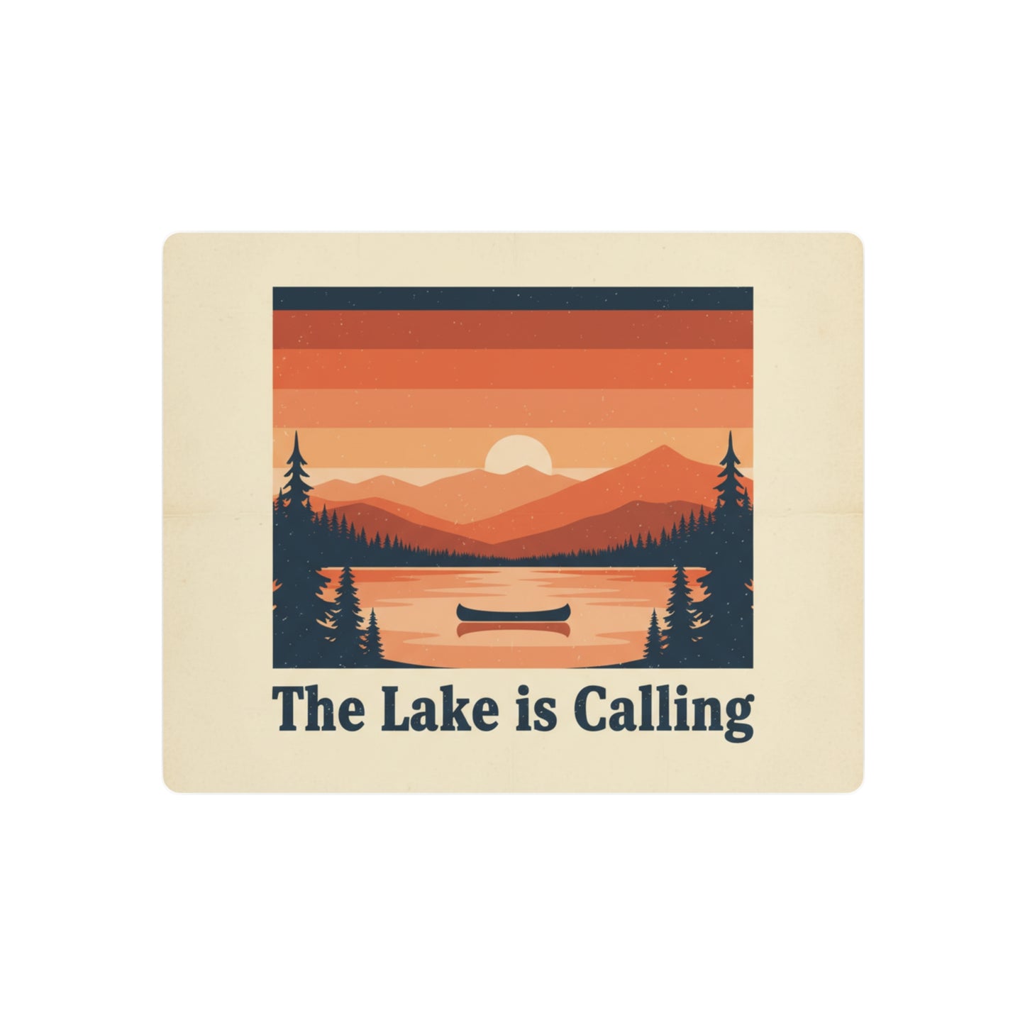 Metal Art Sign - 'The Lake Is Calling' Retro Sunset Cabin Wall Decor