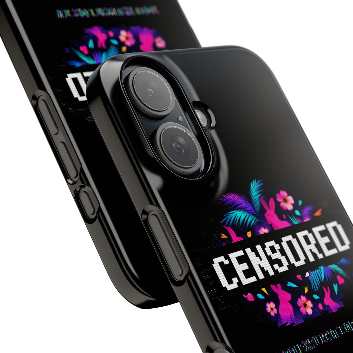 Censored Pixel Floral Slim Phone Case — Retro 8‑Bit Tropical Design