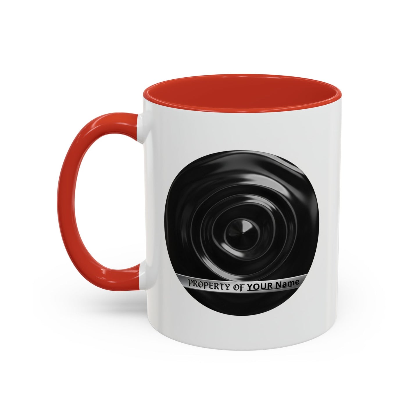 Custom Property Lens Coffee Mug — 'Property of Your Name' Accent Mug