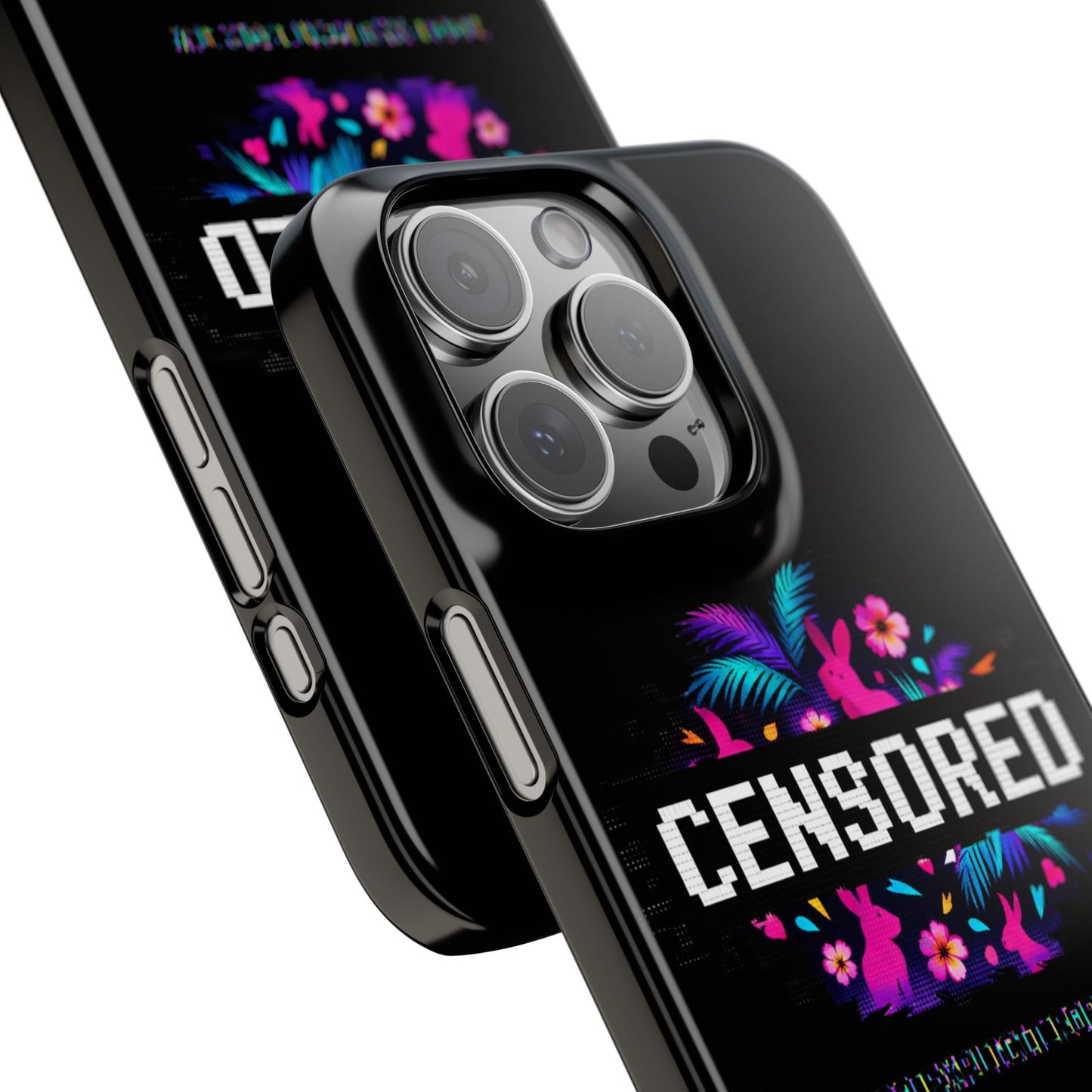 Censored Pixel Floral Slim Phone Case — Retro 8‑Bit Tropical Design
