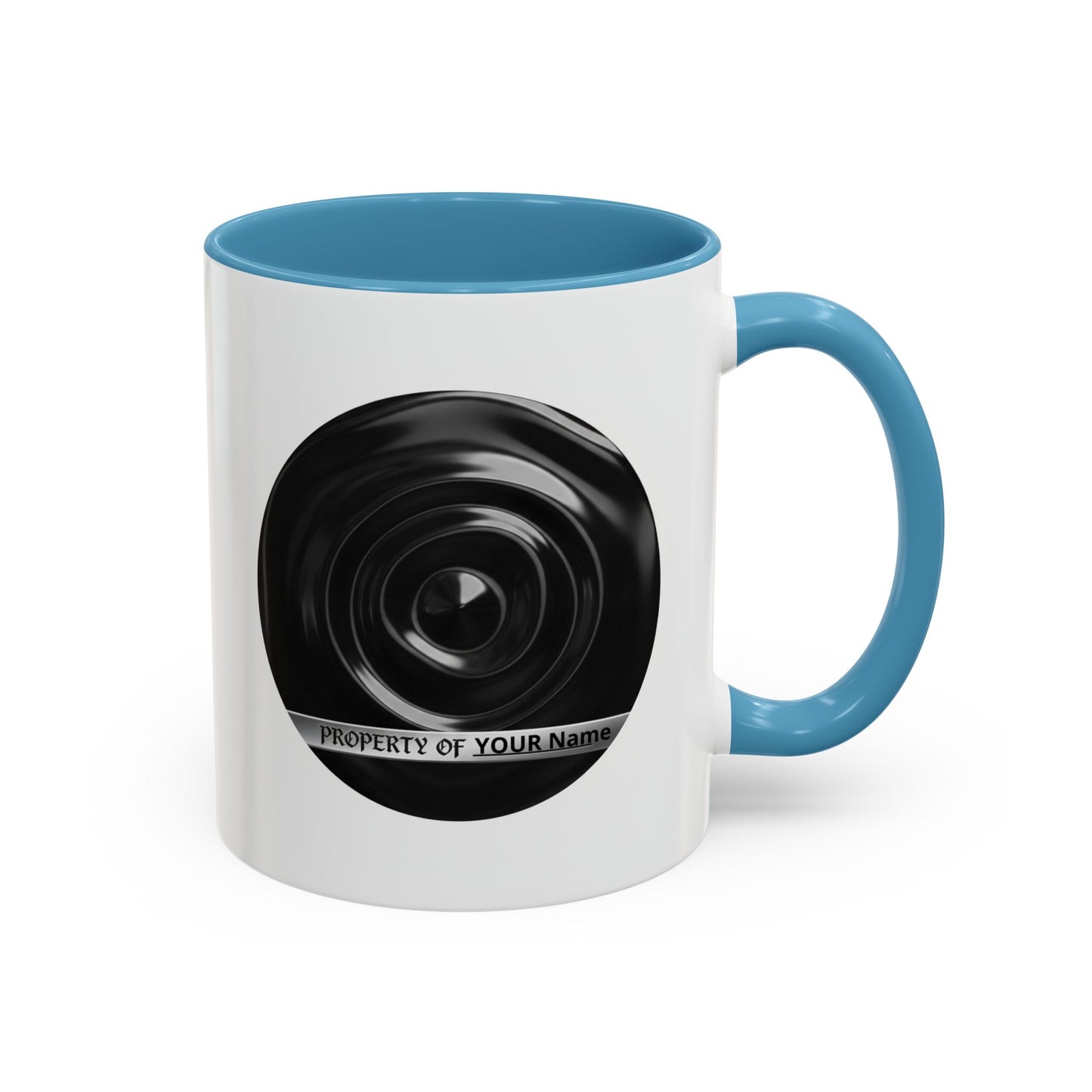 Custom Property Lens Coffee Mug — 'Property of Your Name' Accent Mug