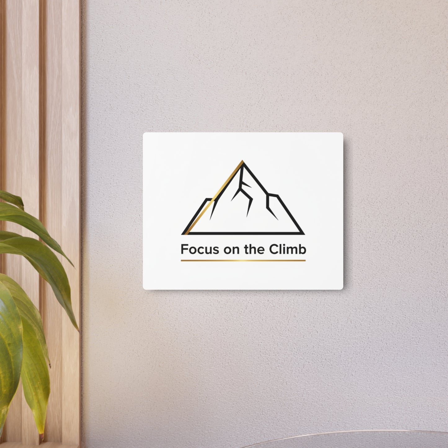 Metal Art Sign — "Focus on the Climb" Inspirational Mountain Wall Decor