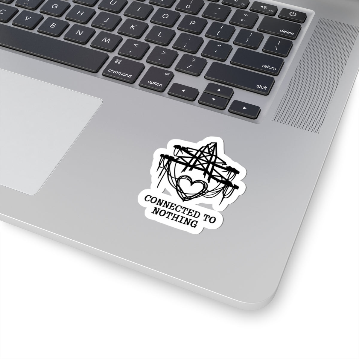 Connected to Nothing Kiss-Cut Sticker — Grunge Heart Powerline Design