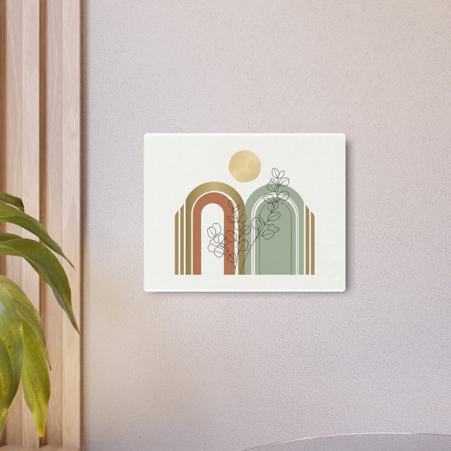 Midcentury Rainbow Metal Art Sign — Abstract Botanical Wall Decor