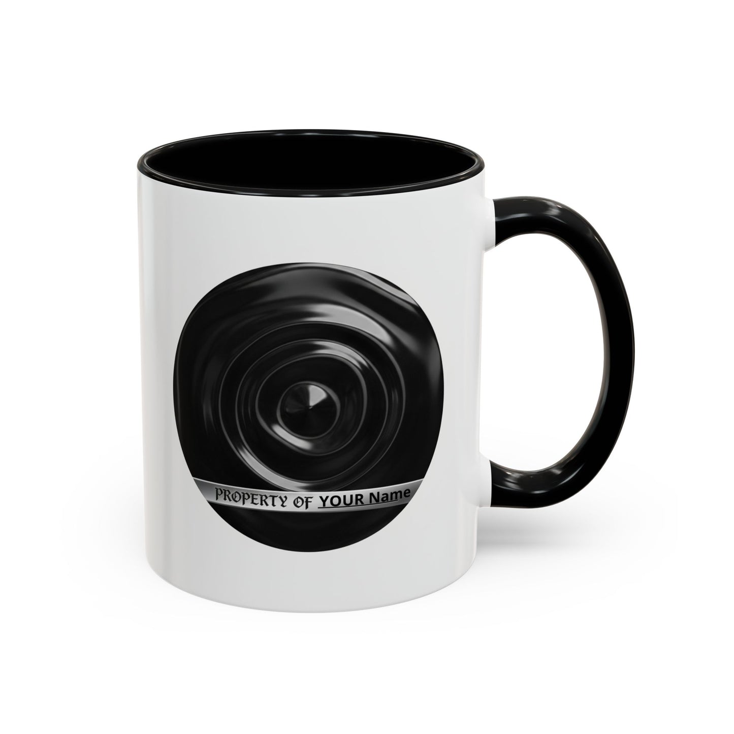 Custom Property Lens Coffee Mug — 'Property of Your Name' Accent Mug