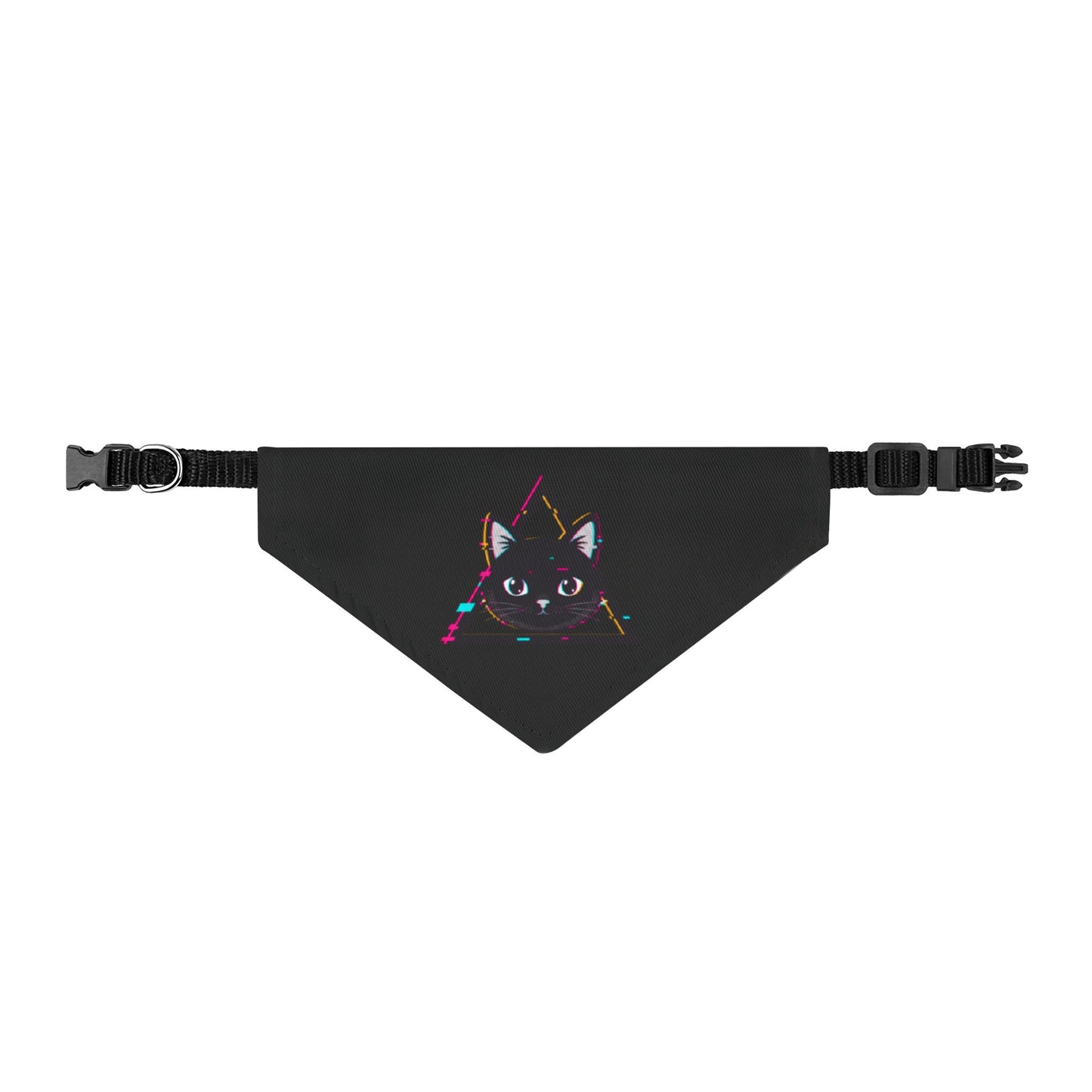 Clip-On Pet Bandana — Black Glitch for Cats