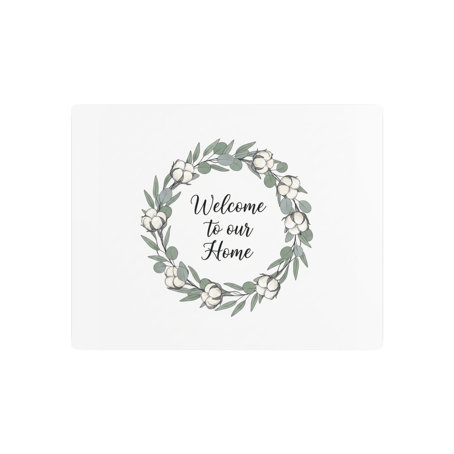 Welcome to Our Home Metal Sign — Floral Wreath Wall Decor