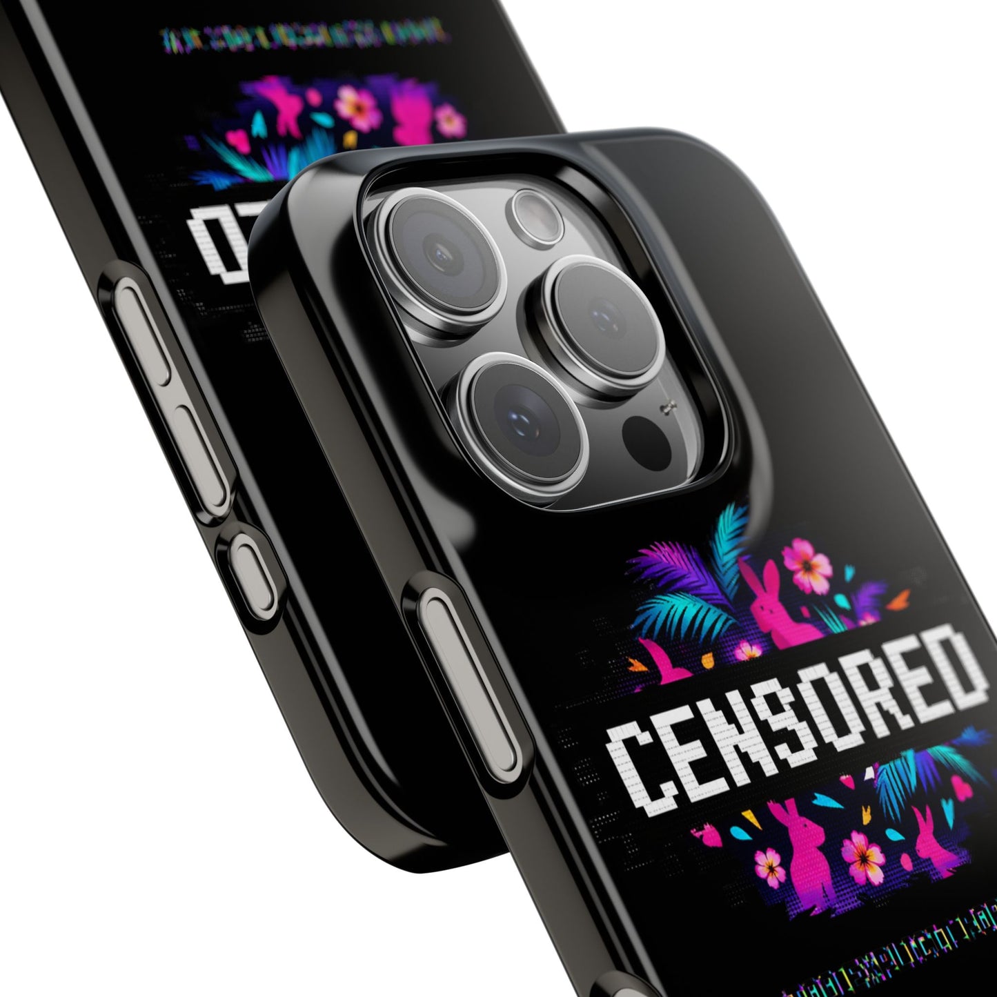 Censored Pixel Floral Slim Phone Case — Retro 8‑Bit Tropical Design