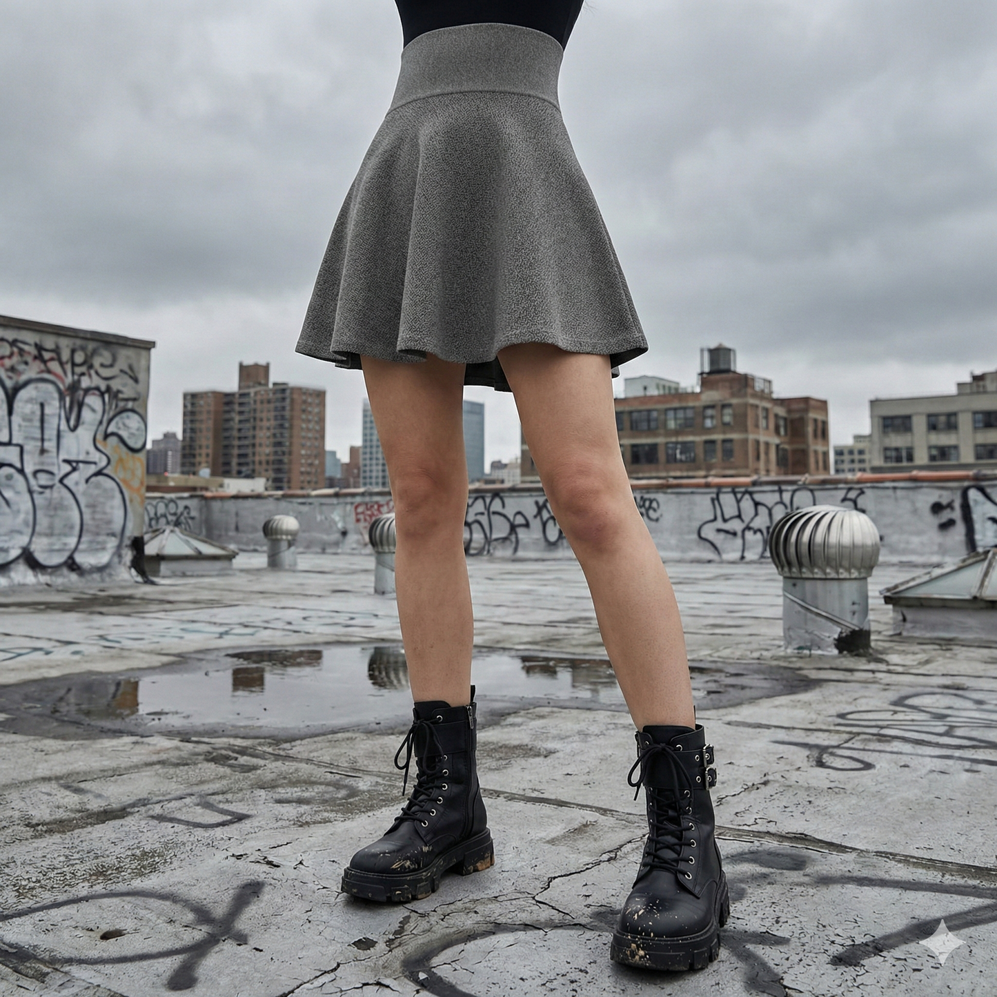 Static Noise Tweed — Women's Skater Skirt