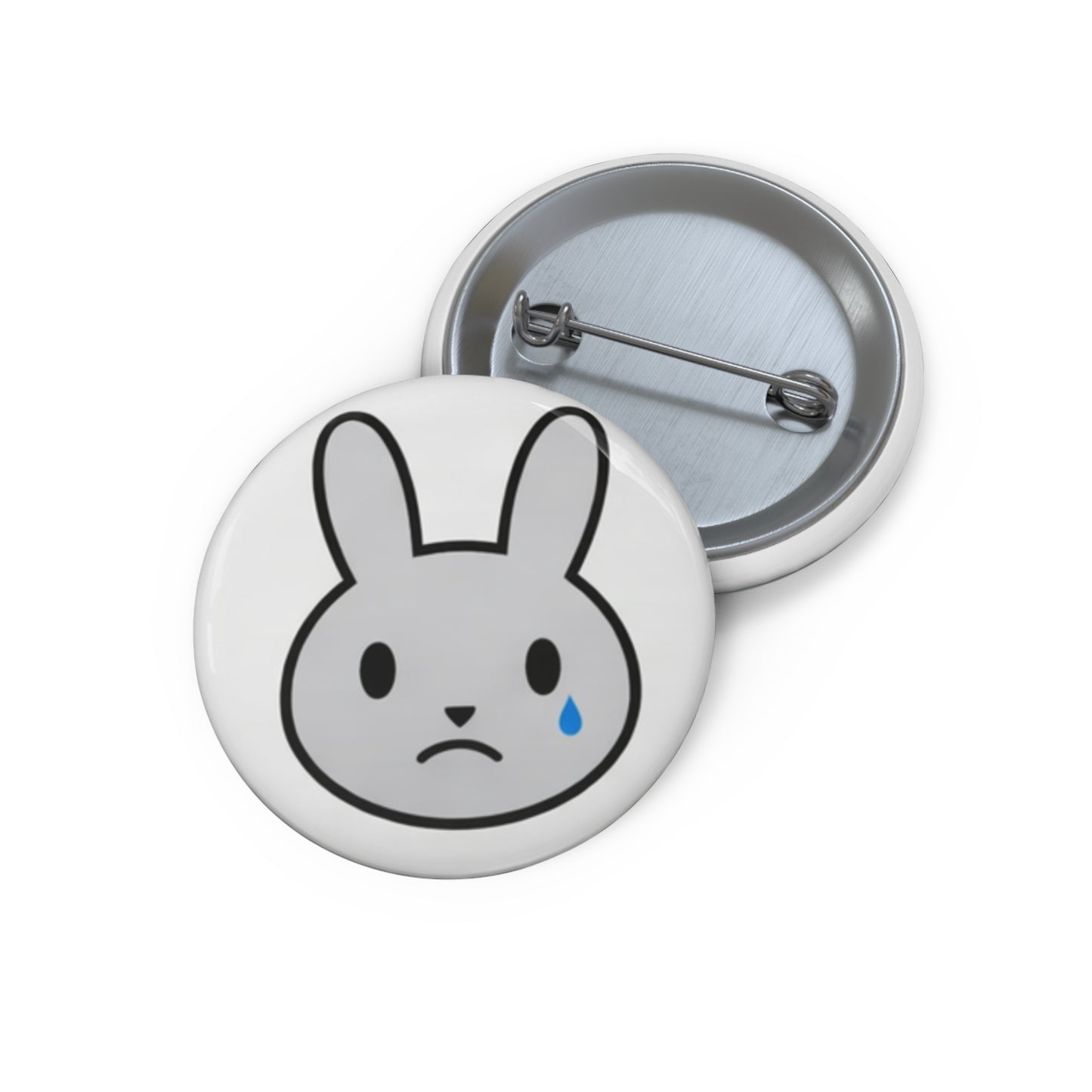 Sad Bunny Pin Button – Cute Teardrop Bunny Enamel-Style Badge