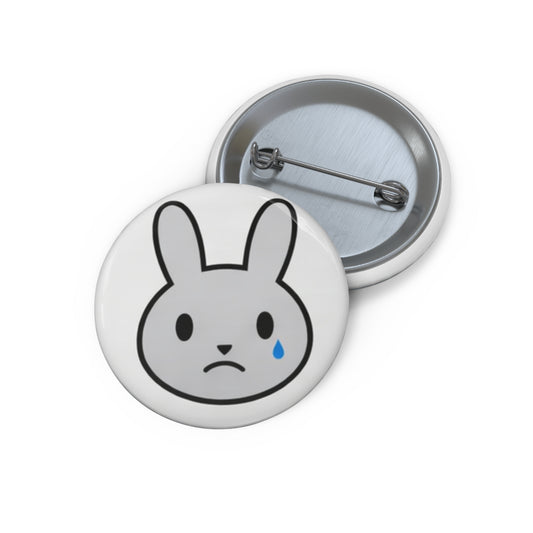 Sad Bunny Pin Button – Cute Teardrop Bunny Enamel-Style Badge