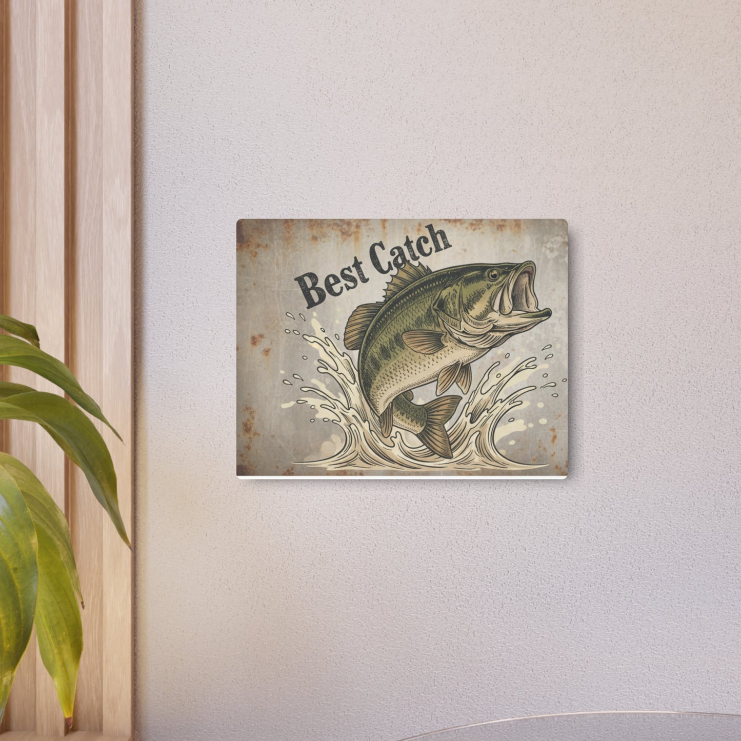Metal Sign - "Best Catch" Bass Wall Art (Fishing Decor)