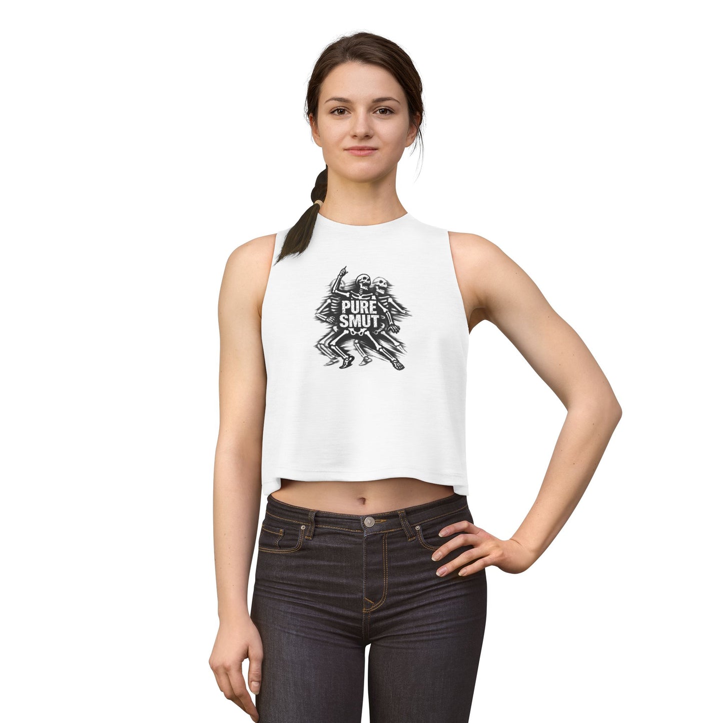 Women's Crop Top — 'Pure Smut' Skeleton Graphic Sleeveless Tank