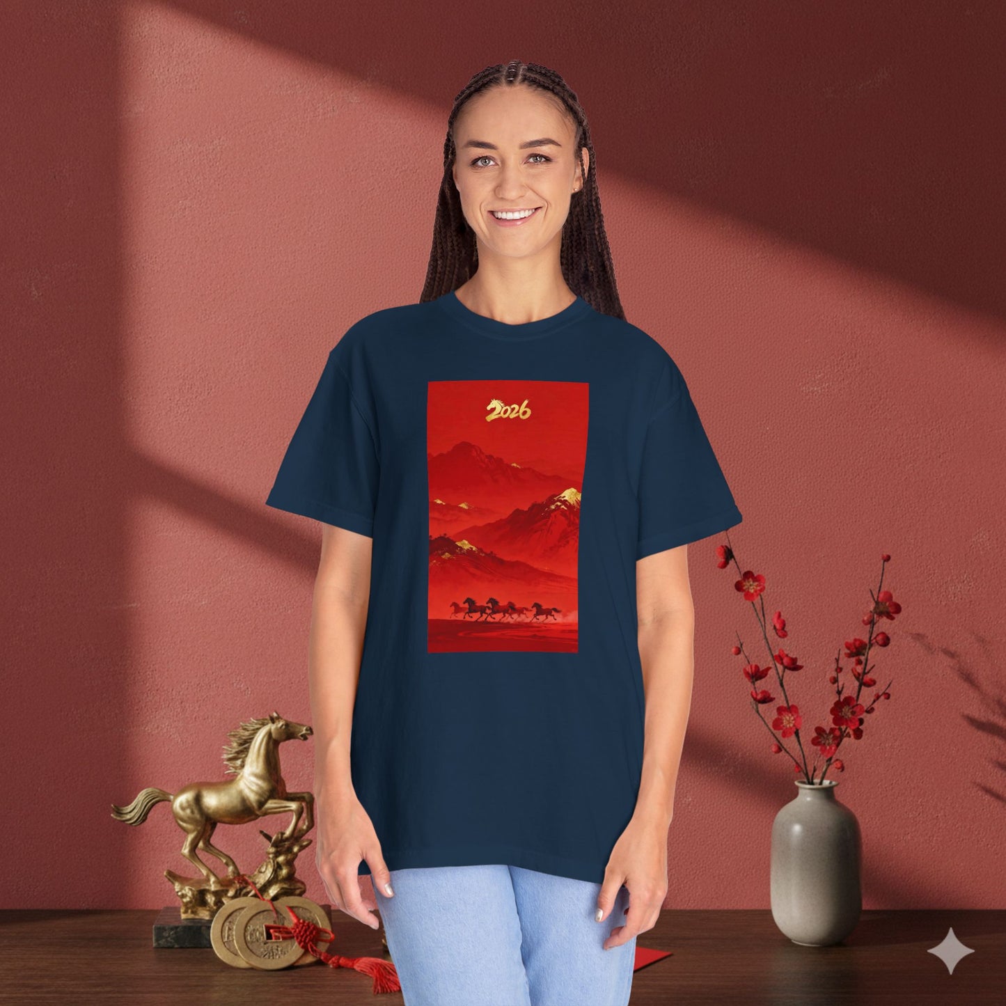 Lunar New Year 2026 Red Mountain Horses T-Shirt