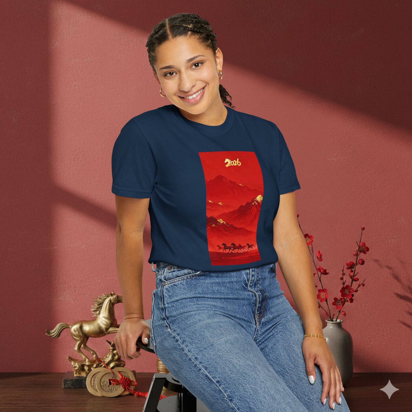 Lunar New Year 2026 Red Mountain Horses T-Shirt