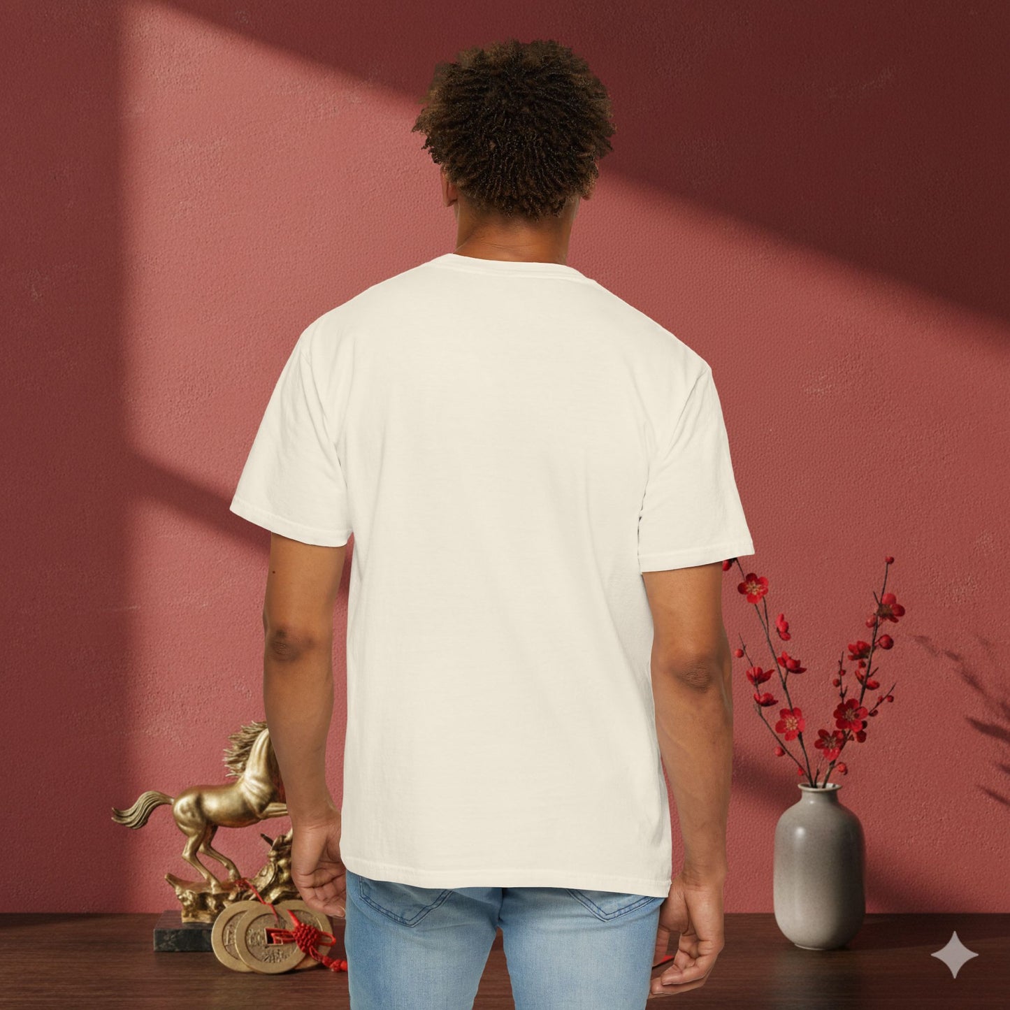 White Horse Floral Art T-Shirt — Elegant Horse Portrait Tee