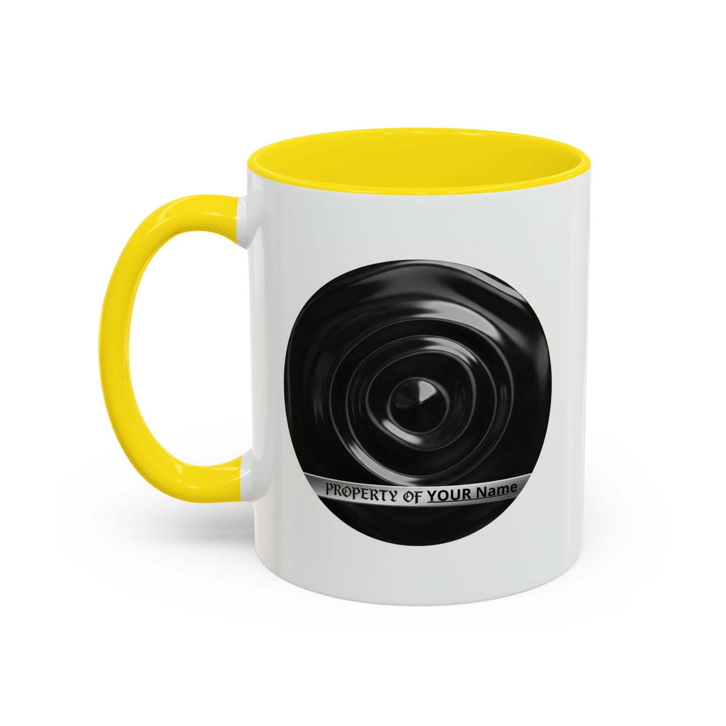 Custom Property Lens Coffee Mug — 'Property of Your Name' Accent Mug