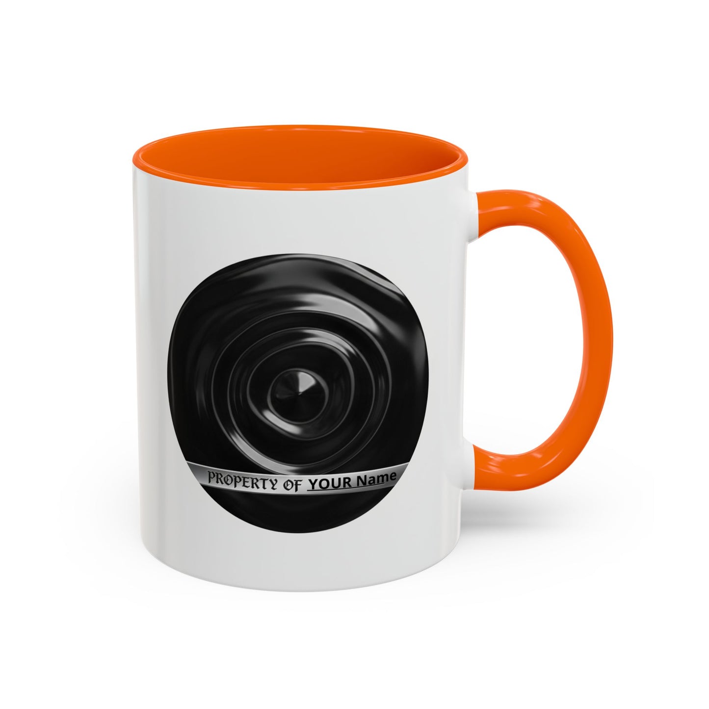 Custom Property Lens Coffee Mug — 'Property of Your Name' Accent Mug