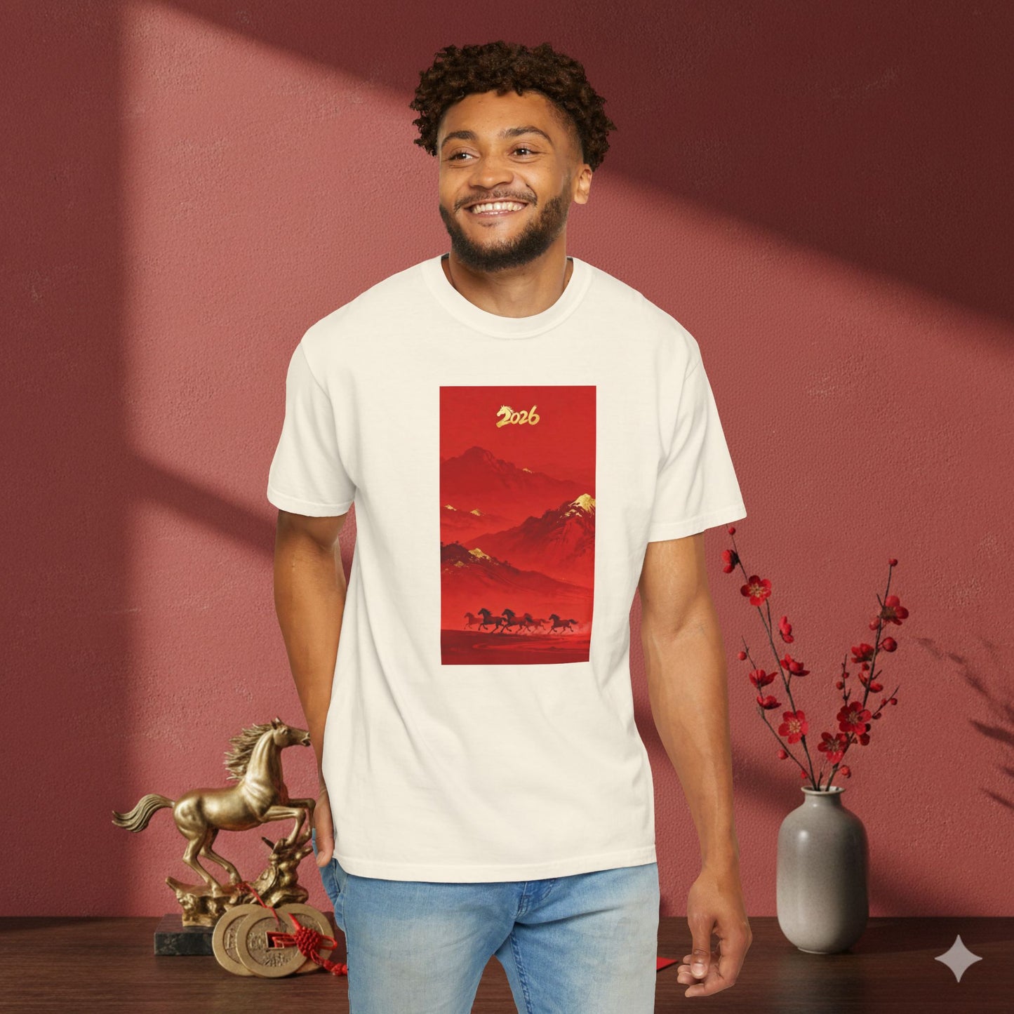Lunar New Year 2026 Red Mountain Horses T-Shirt
