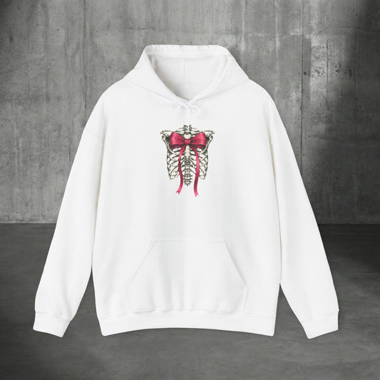 Skeleton Ribcage Bow Sweatshirt - Dark Coquette Aesthetic