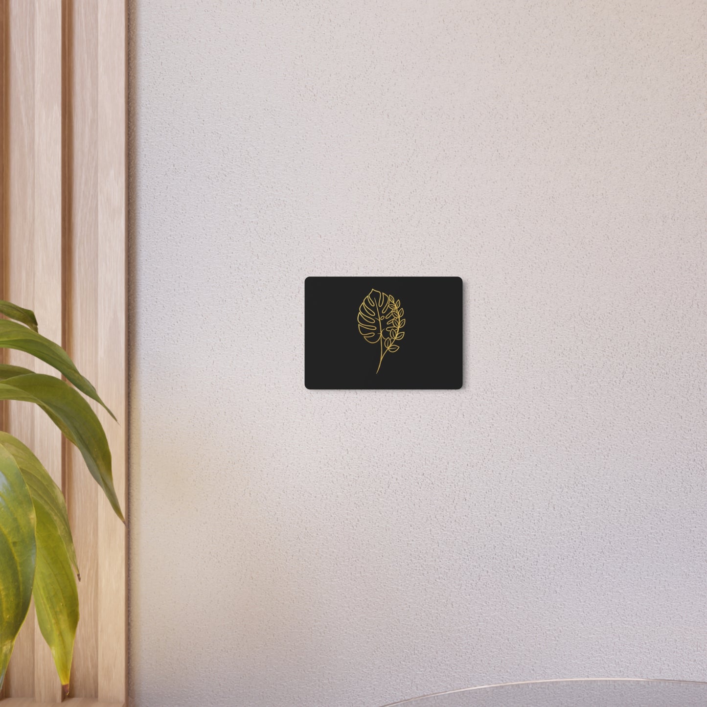 Metal Art Sign – Minimalist Gold Monstera Leaf Wall Plaque
