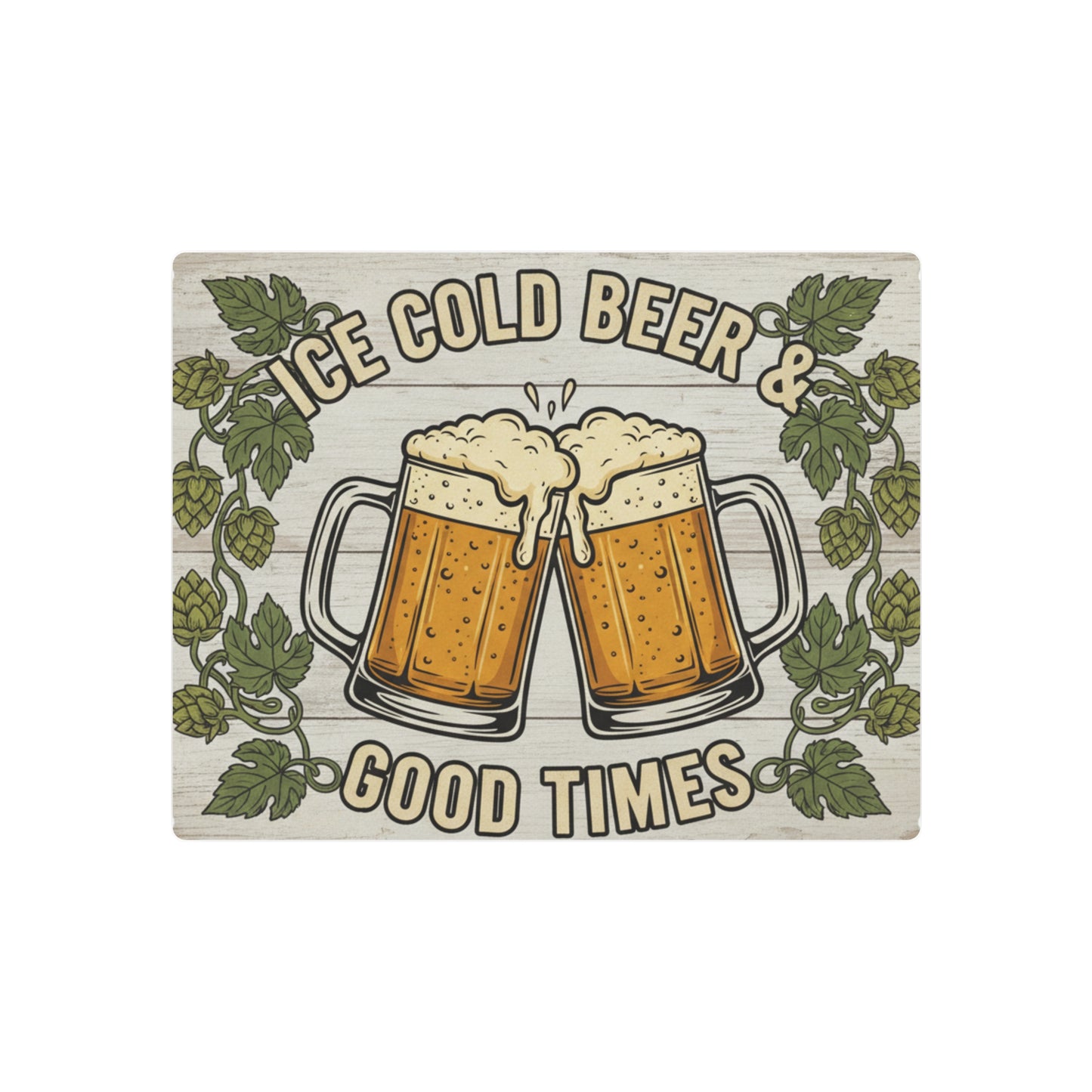 Metal Sign — "Ice Cold Beer & Good Times" Rustic Bar Wall Decor