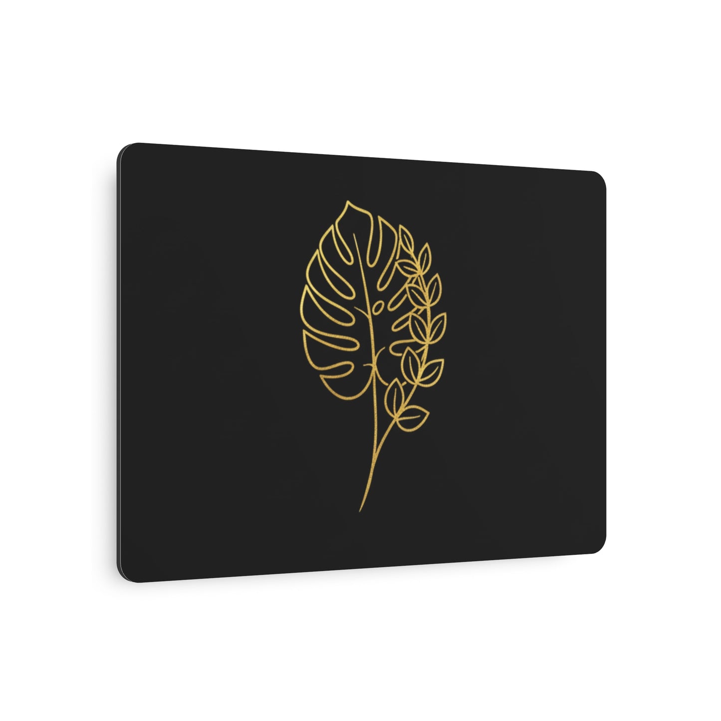 Metal Art Sign – Minimalist Gold Monstera Leaf Wall Plaque