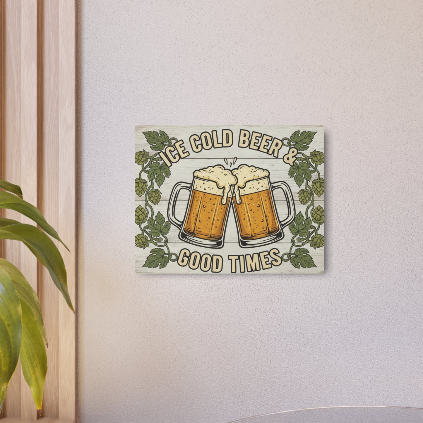 Metal Sign — "Ice Cold Beer & Good Times" Rustic Bar Wall Decor