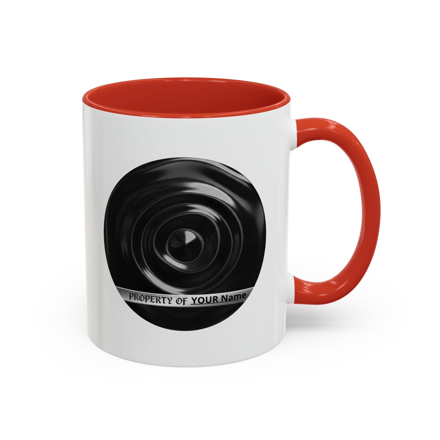 Custom Property Lens Coffee Mug — 'Property of Your Name' Accent Mug