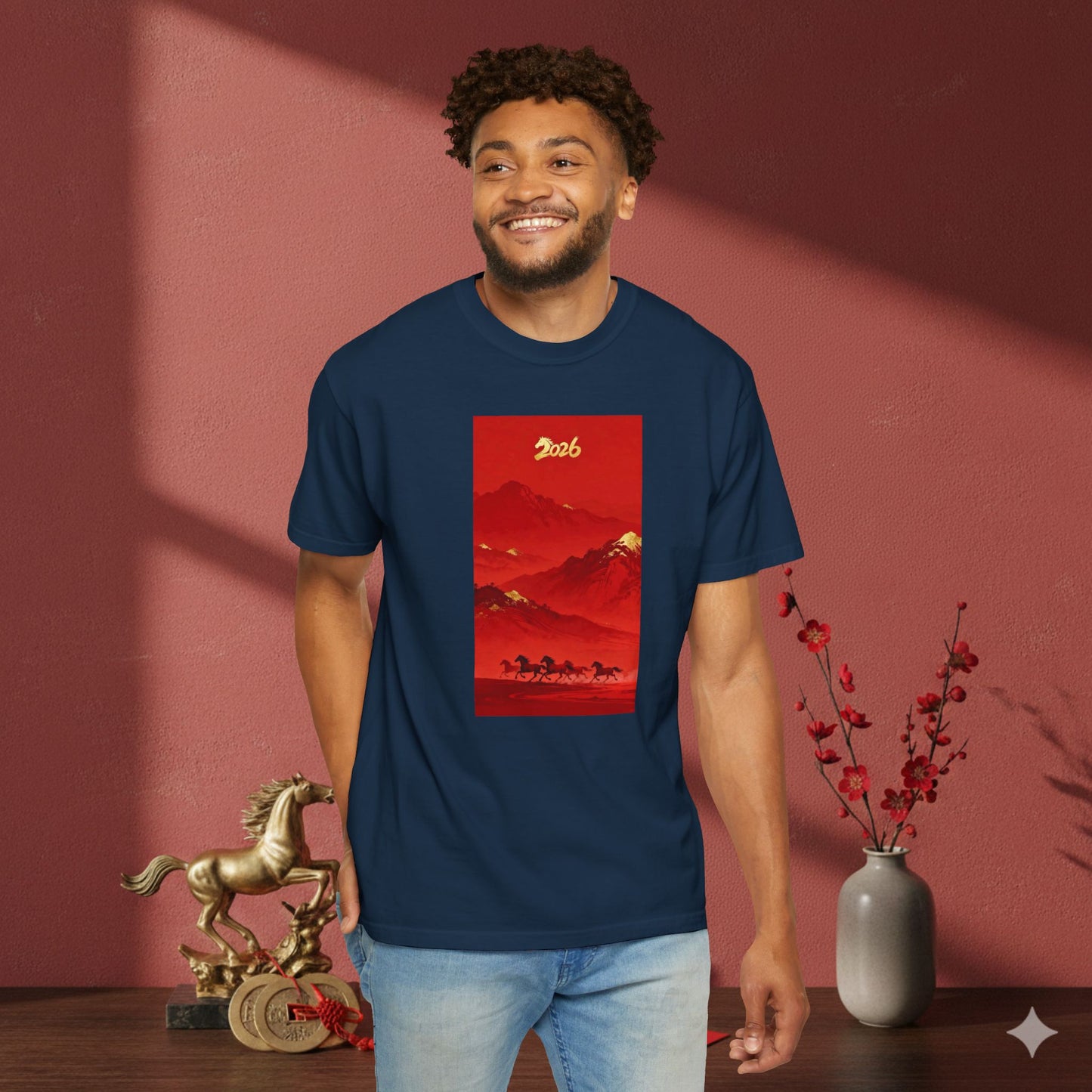 Lunar New Year 2026 Red Mountain Horses T-Shirt
