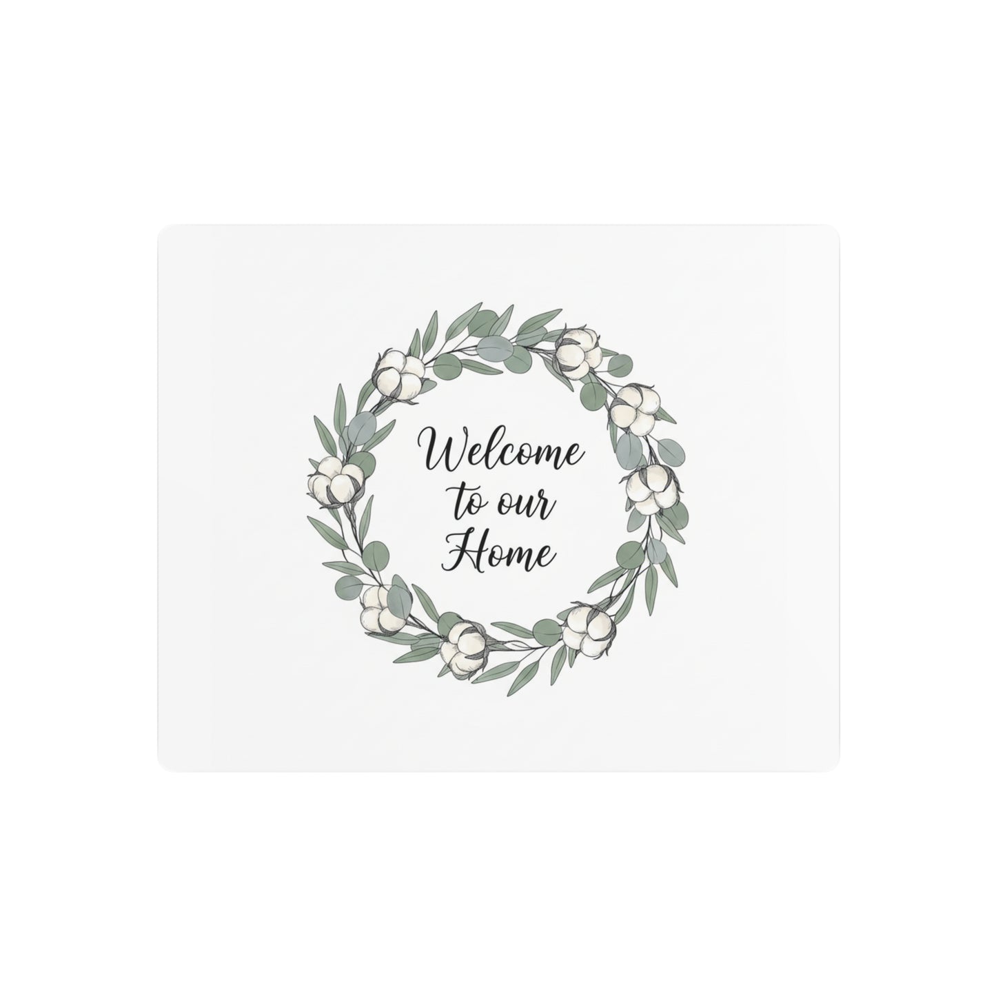 Welcome to Our Home Metal Sign — Floral Wreath Wall Decor