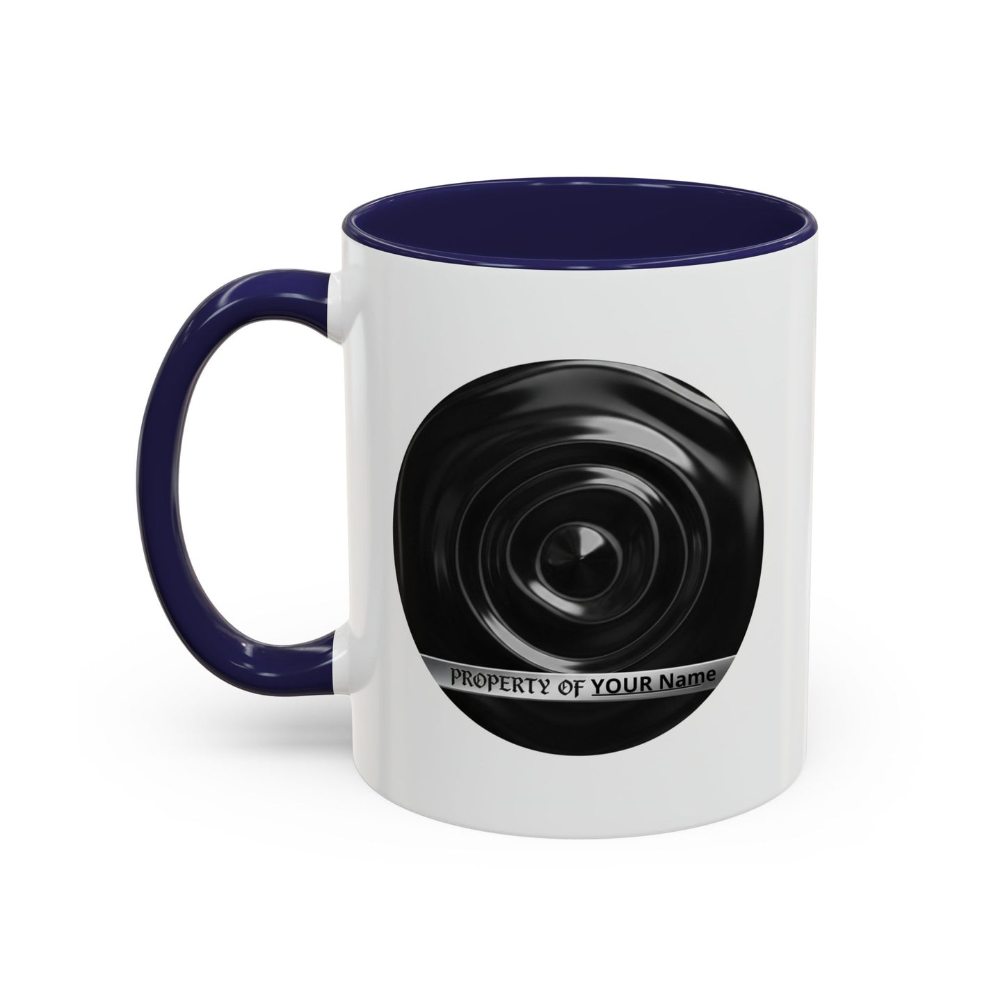 Custom Property Lens Coffee Mug — 'Property of Your Name' Accent Mug