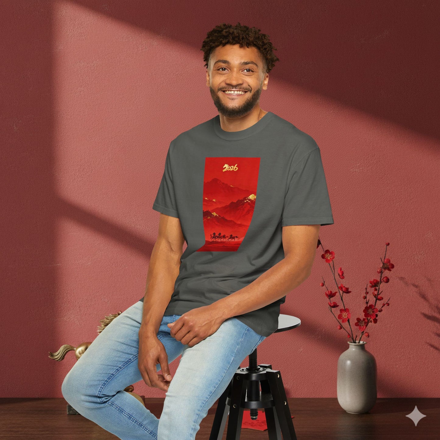 Lunar New Year 2026 Red Mountain Horses T-Shirt